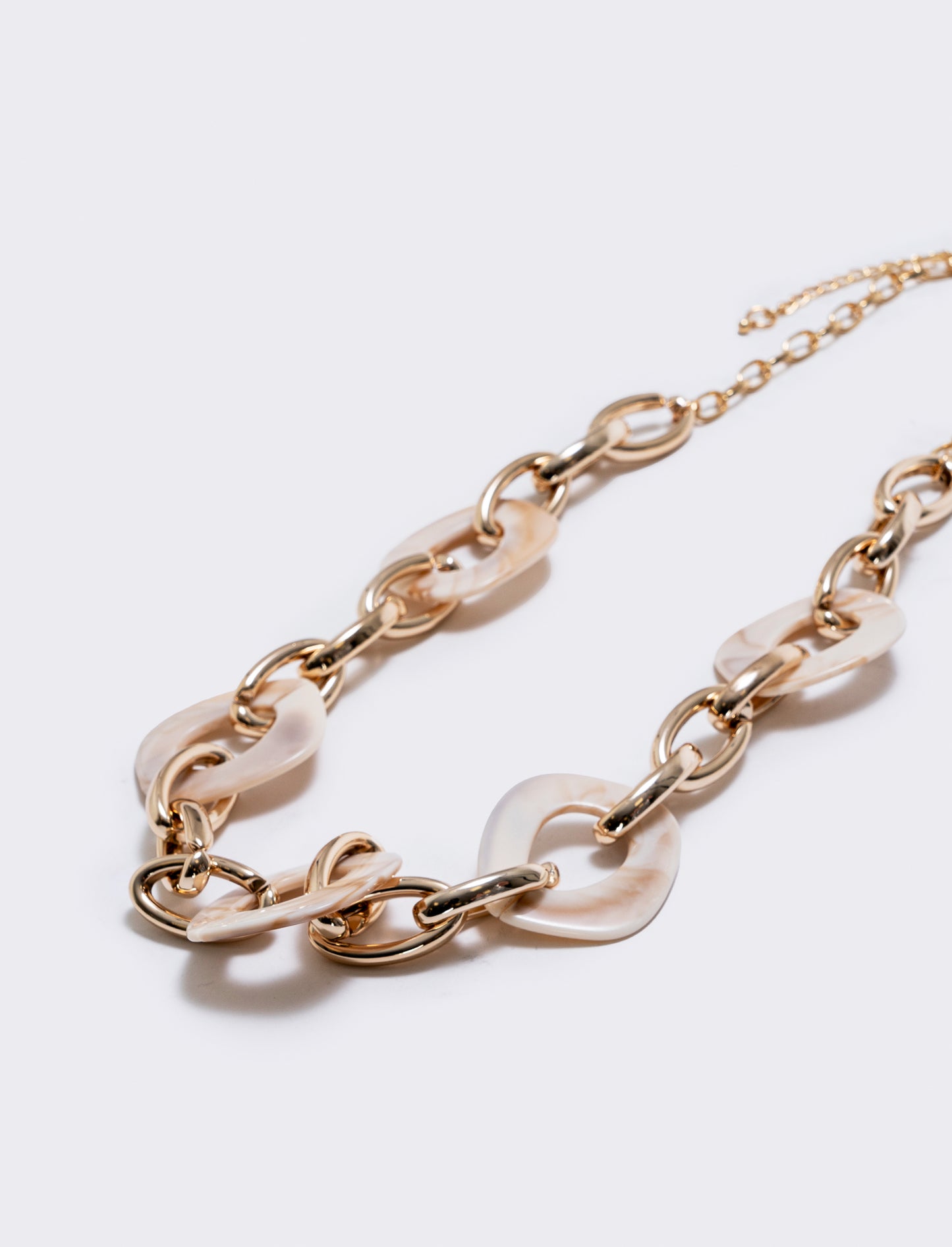 Collana catena con cerchi e pietre - Beige