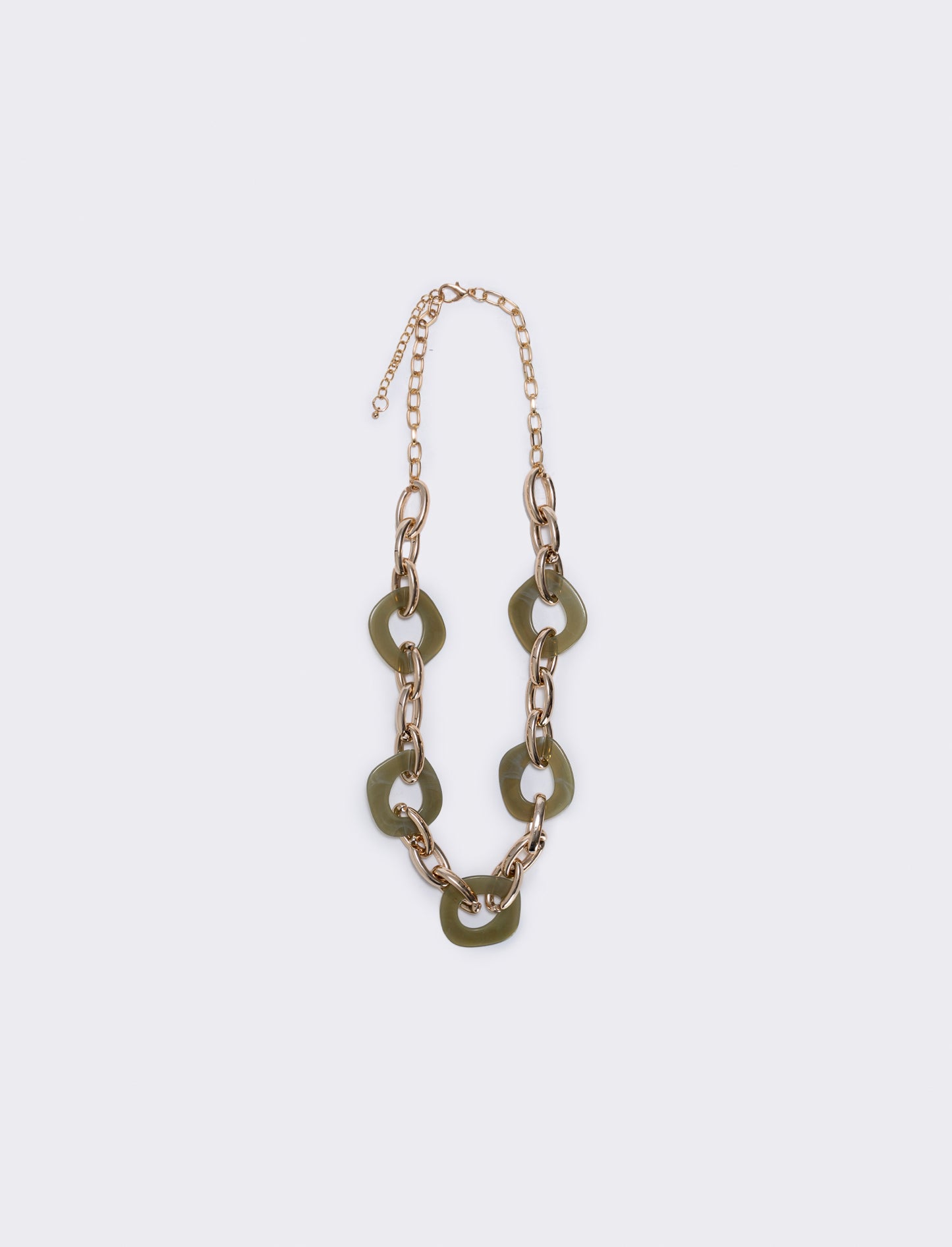 Collana catena con cerchi e pietre - Verde