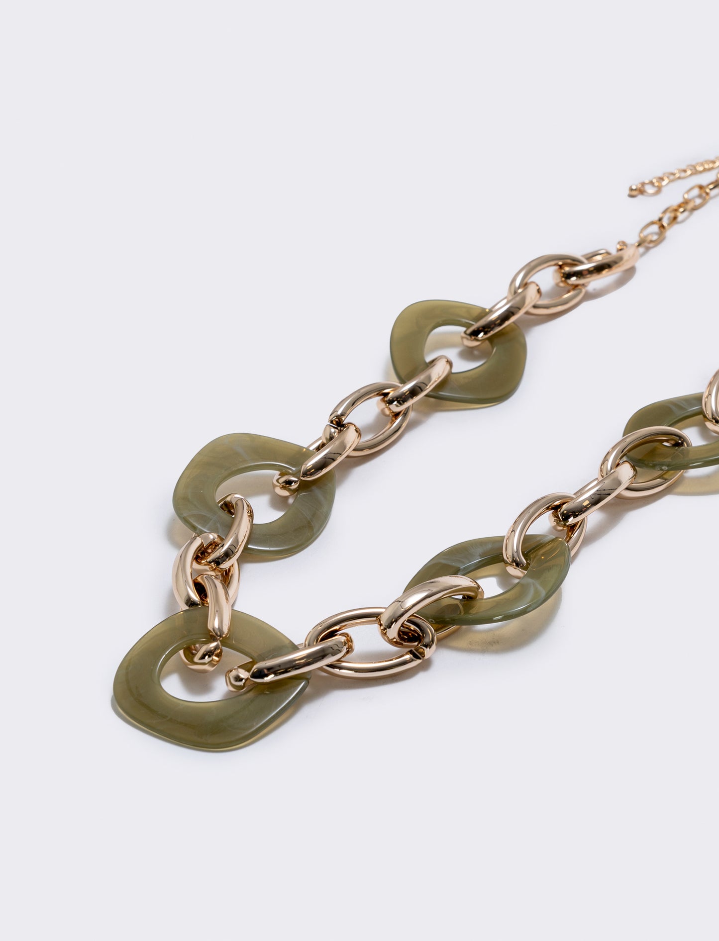 Collana catena con cerchi e pietre - Verde