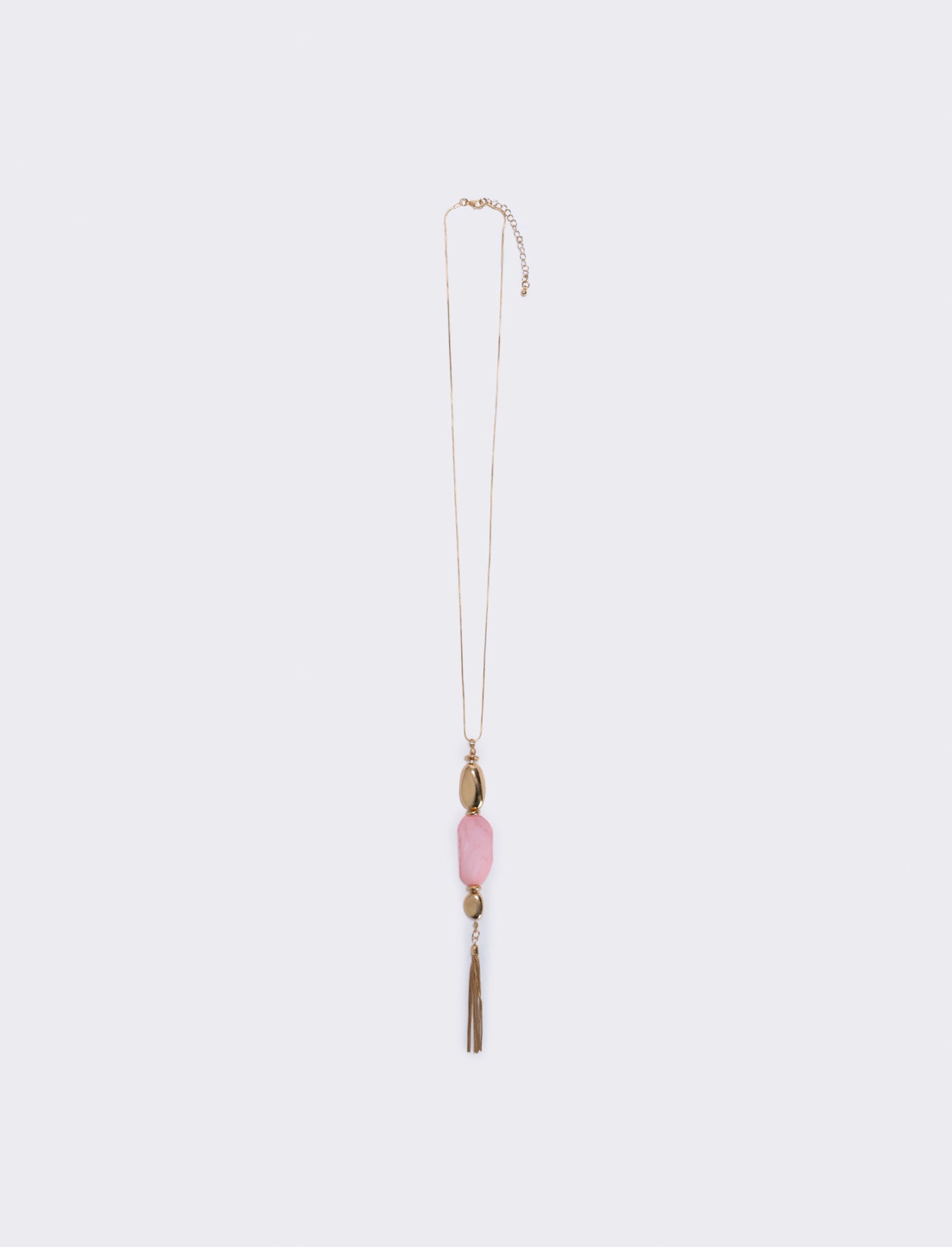 Long necklace with stone and elegant tassel - Pink