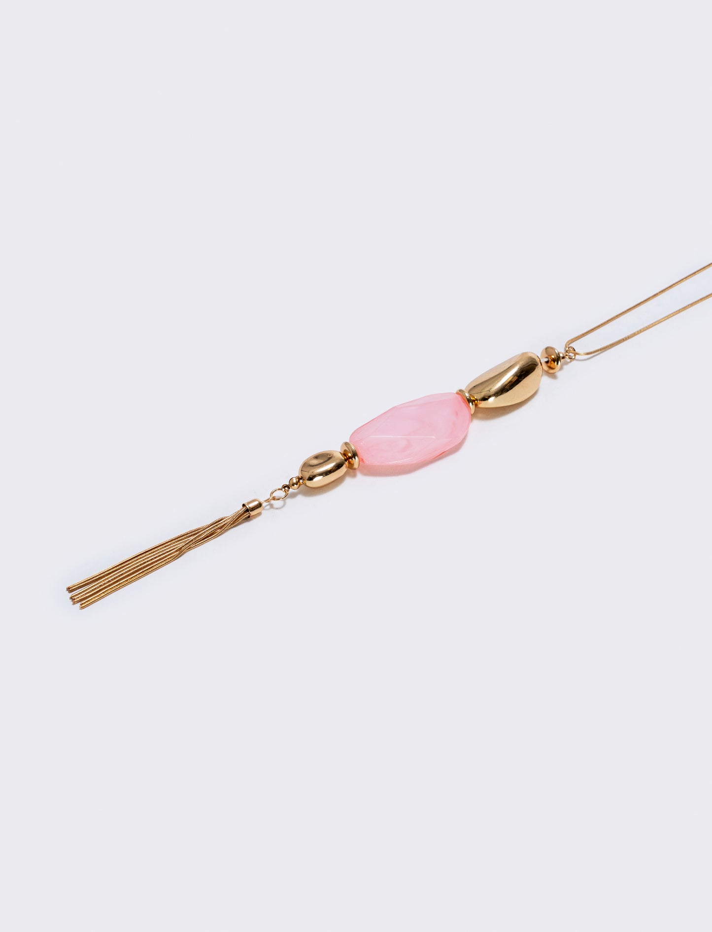 Long necklace with stone and elegant tassel - Pink