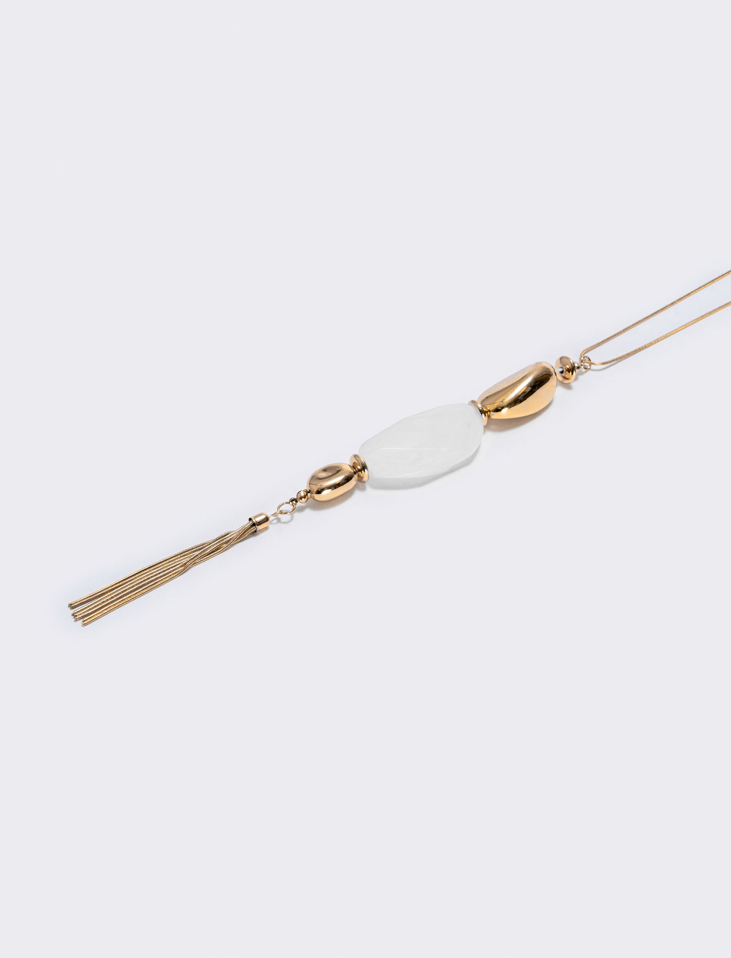 Long necklace with stone and elegant tassel - Pink