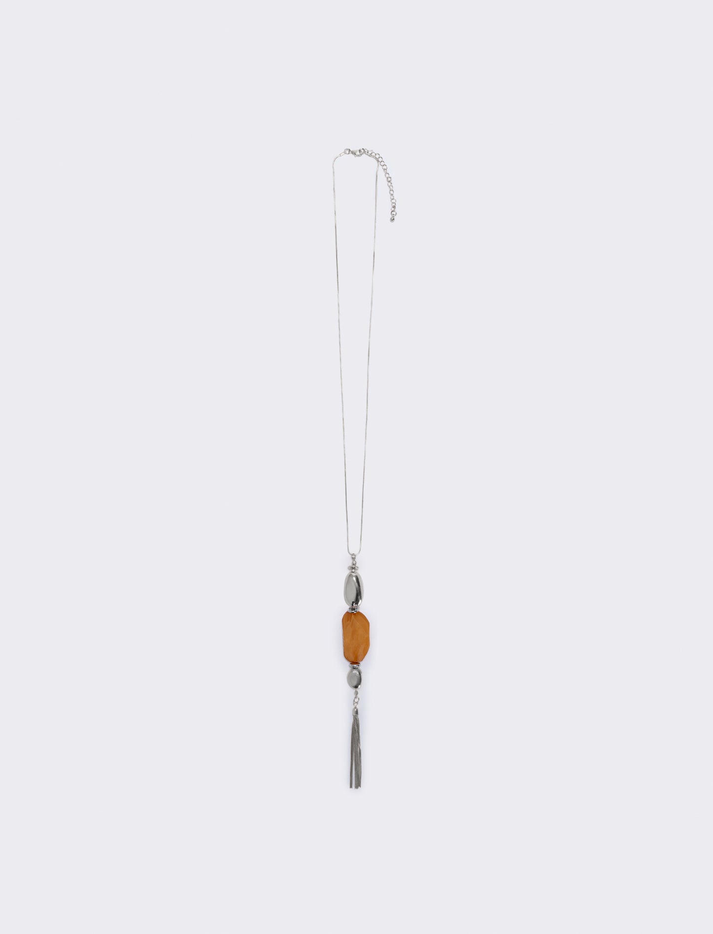 Long necklace with stone and elegant tassel - Brown