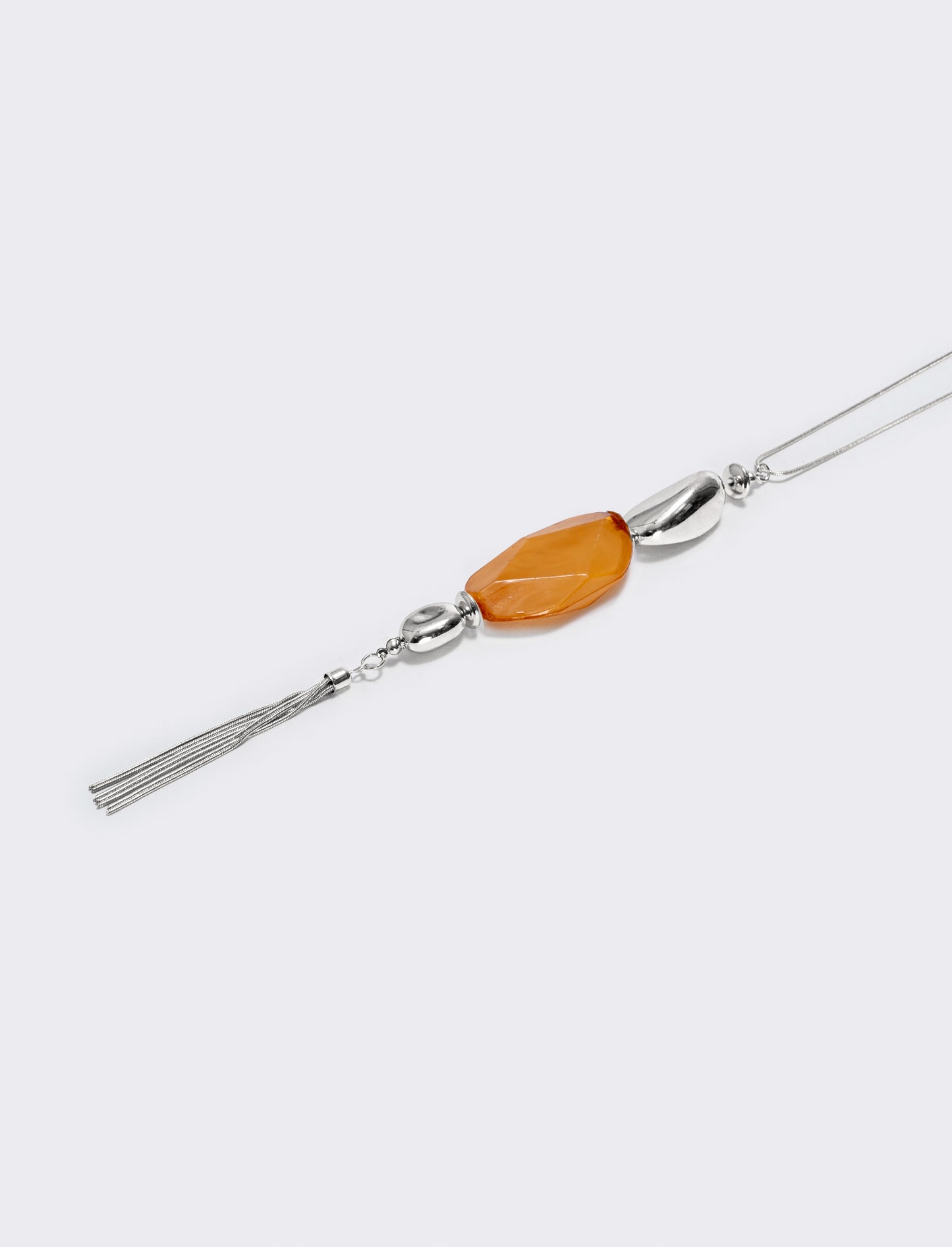 Long necklace with stone and elegant tassel - Brown