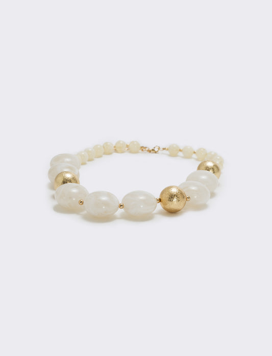 Collana con pietre a sfera - Bianco