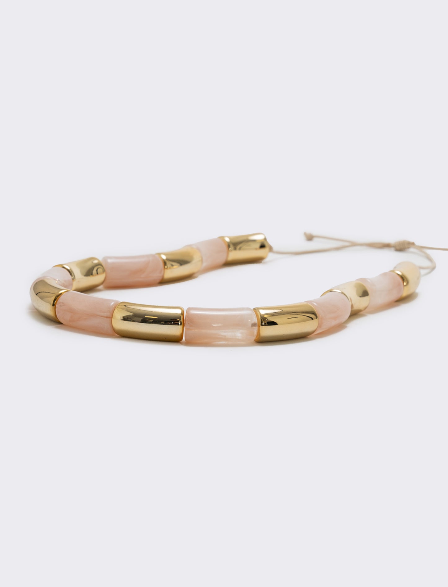 Collana in pietra e metallo - Rosa