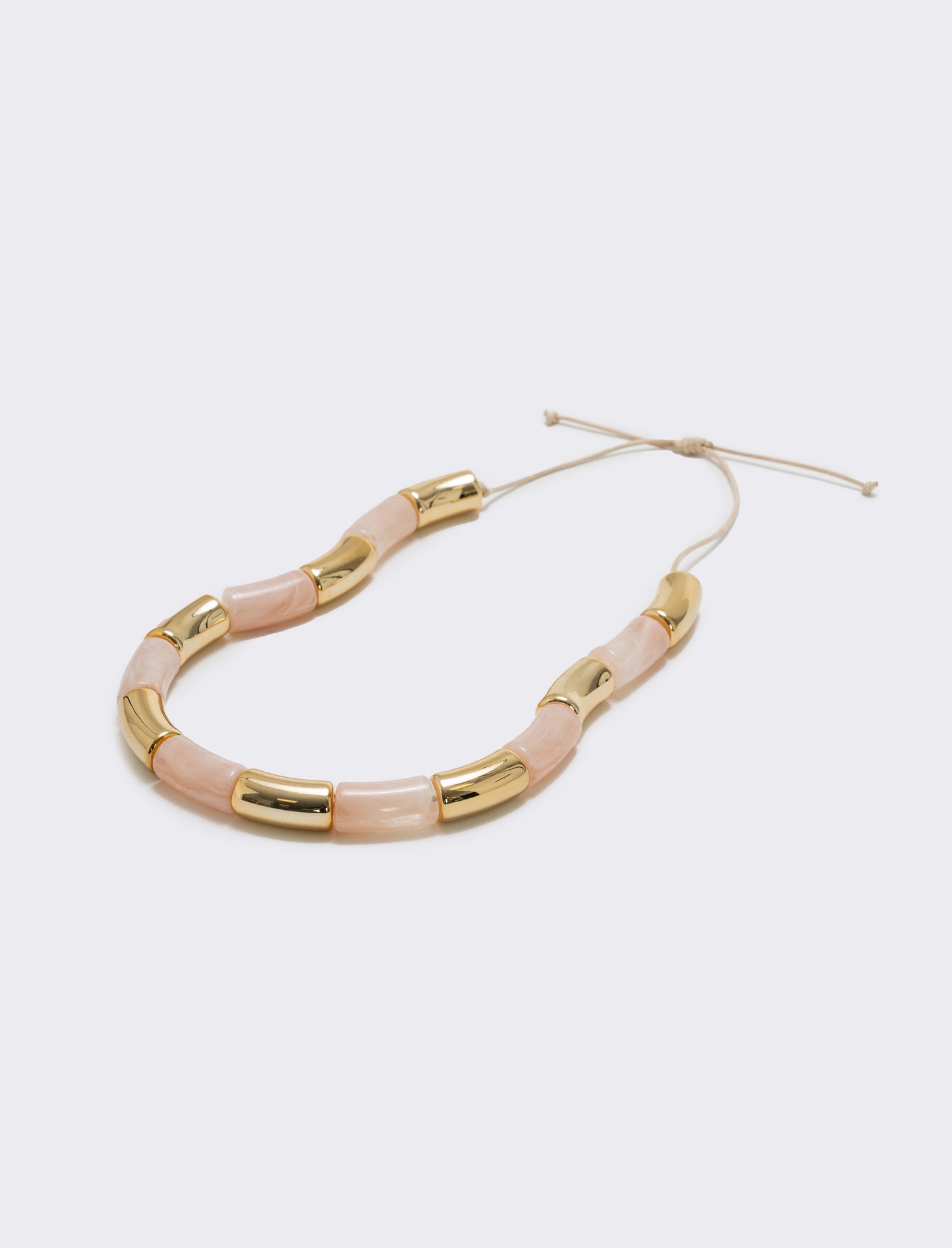 Collana in pietra e metallo - Rosa