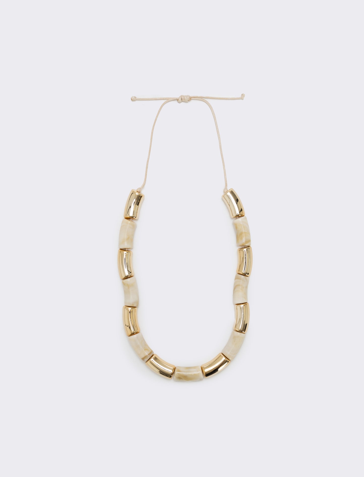 Collana in pietra e metallo - Crema