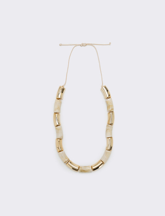 Collana in pietra e metallo - Crema