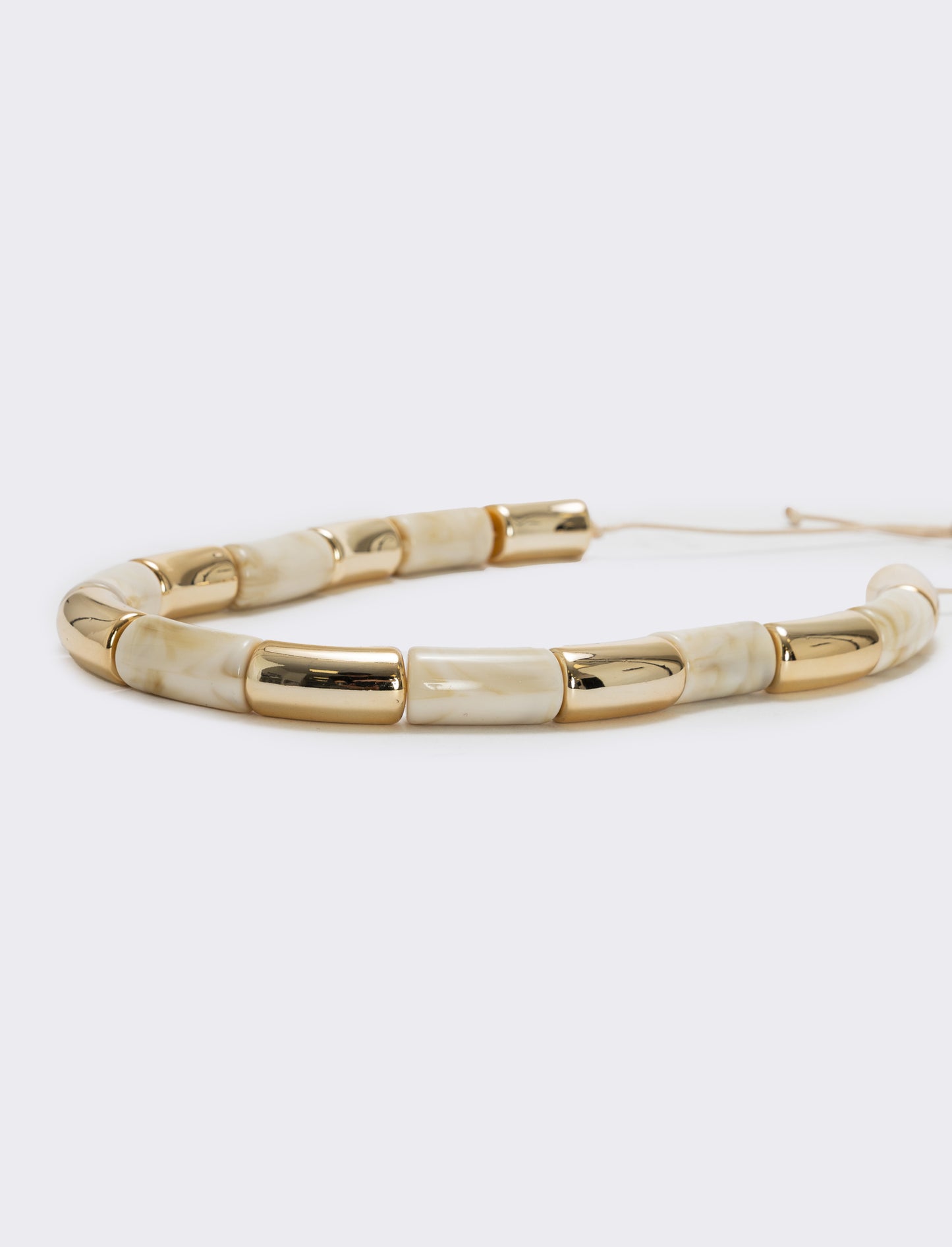 Collana in pietra e metallo - Crema