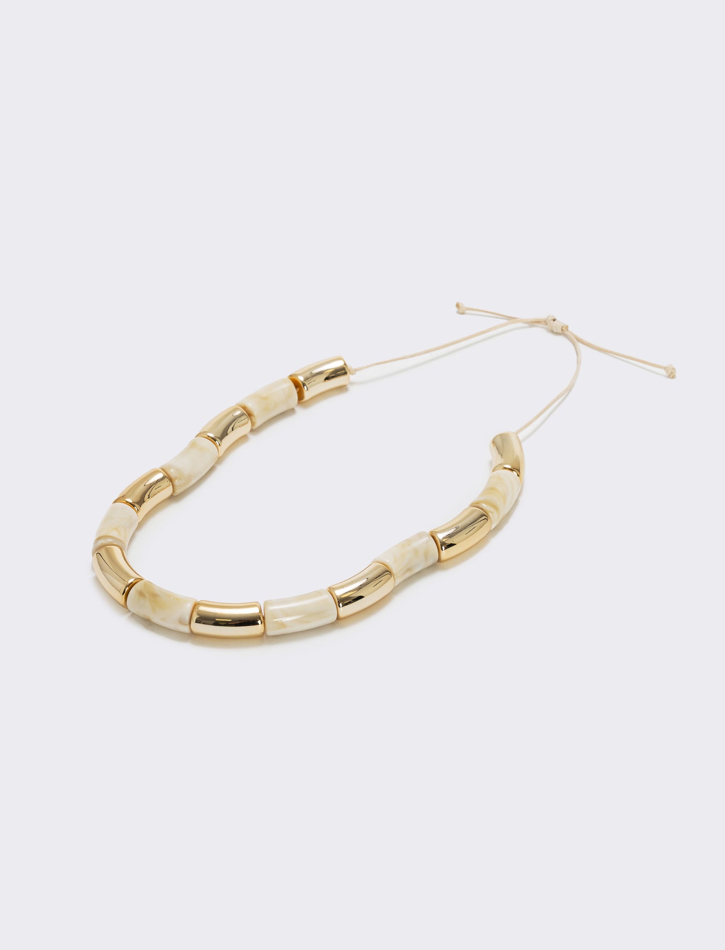 Collana in pietra e metallo - Crema