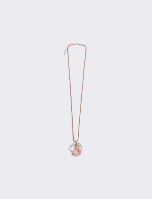 Collana lunga con fiore sfumato elegante - Oro rosa