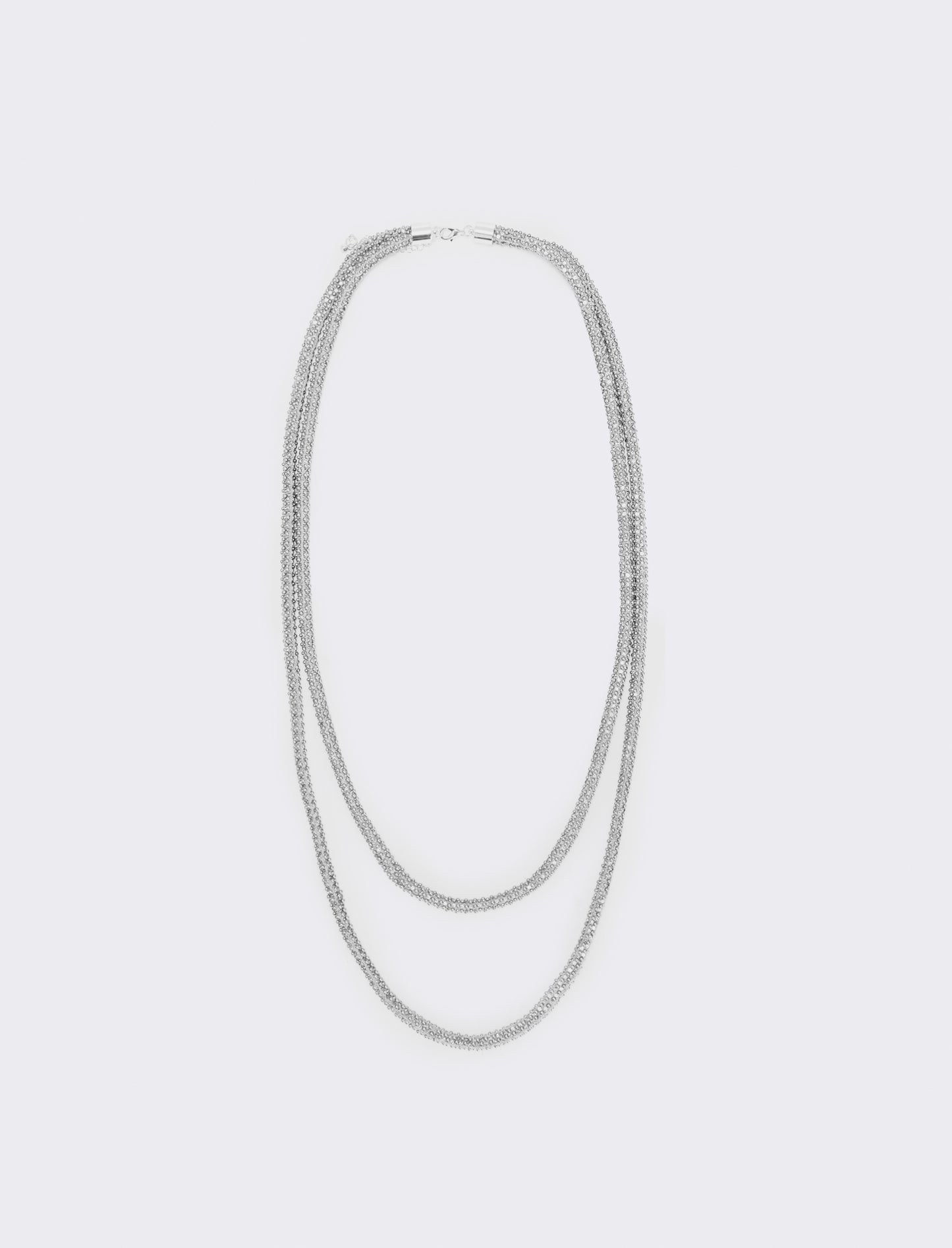 Collana tubolare con perle e strass - Argento