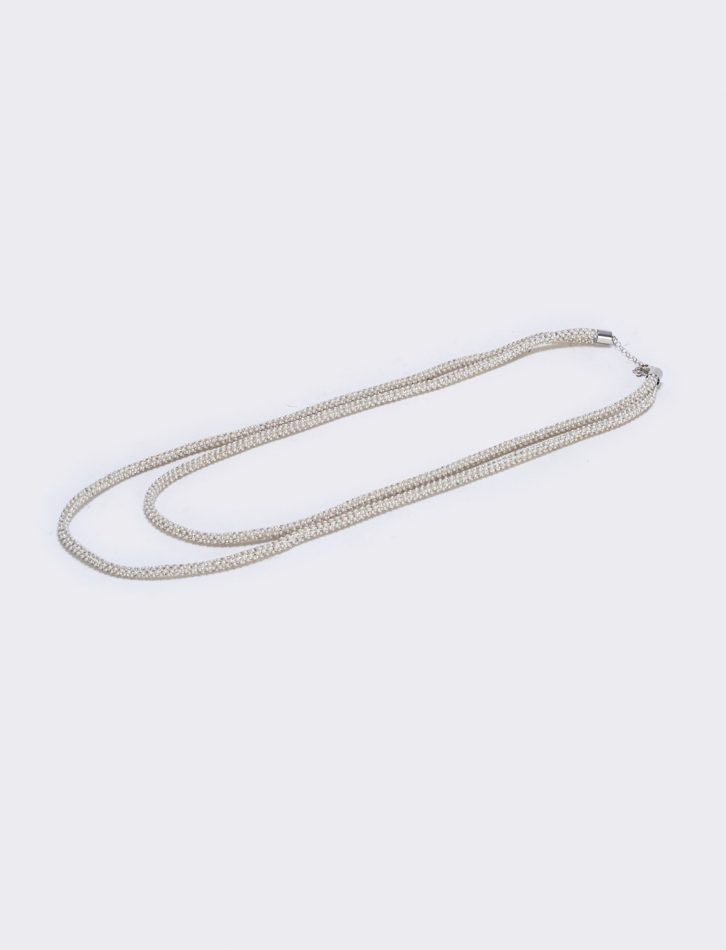 Collana tubolare con perle e strass - Argento