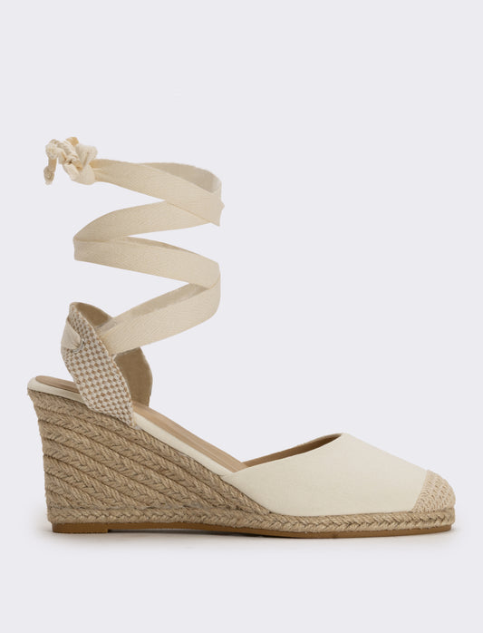 Espadrillas da in tessuto con zeppa - Beige
