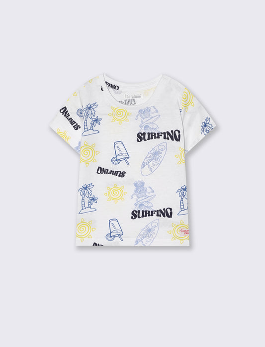 Camicia tropicale manica corta trendy - Bianco