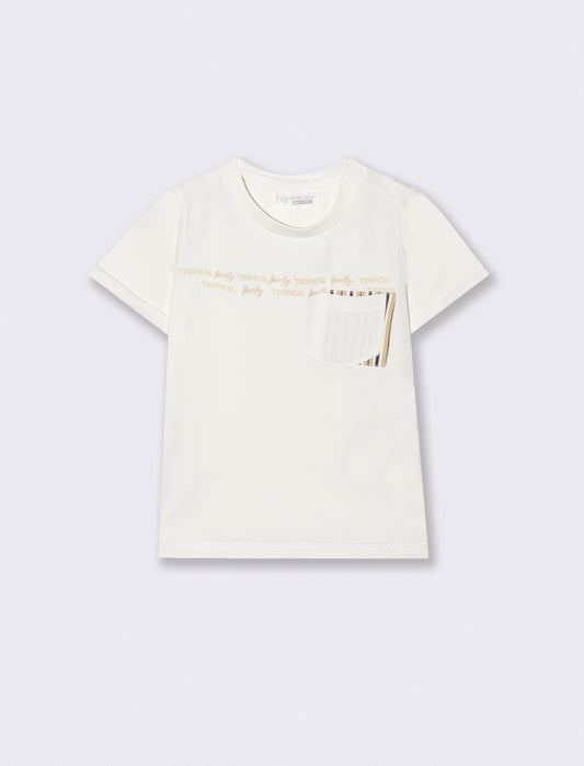 T shirt girocollo effetto degradè con ricamo - Bianco