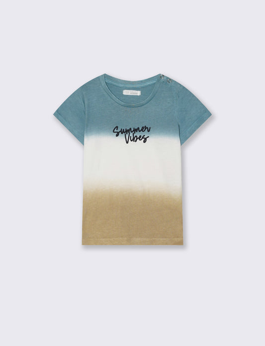 T-shirt polo manica corta a righe - Blu