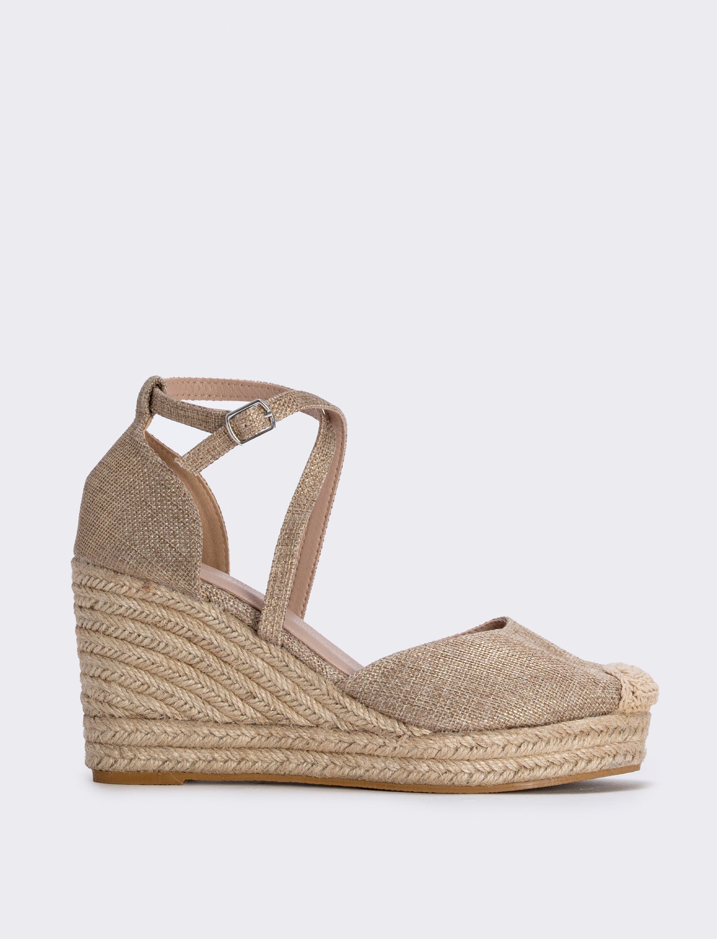Espadrillas con zeppa da donna. - Platino