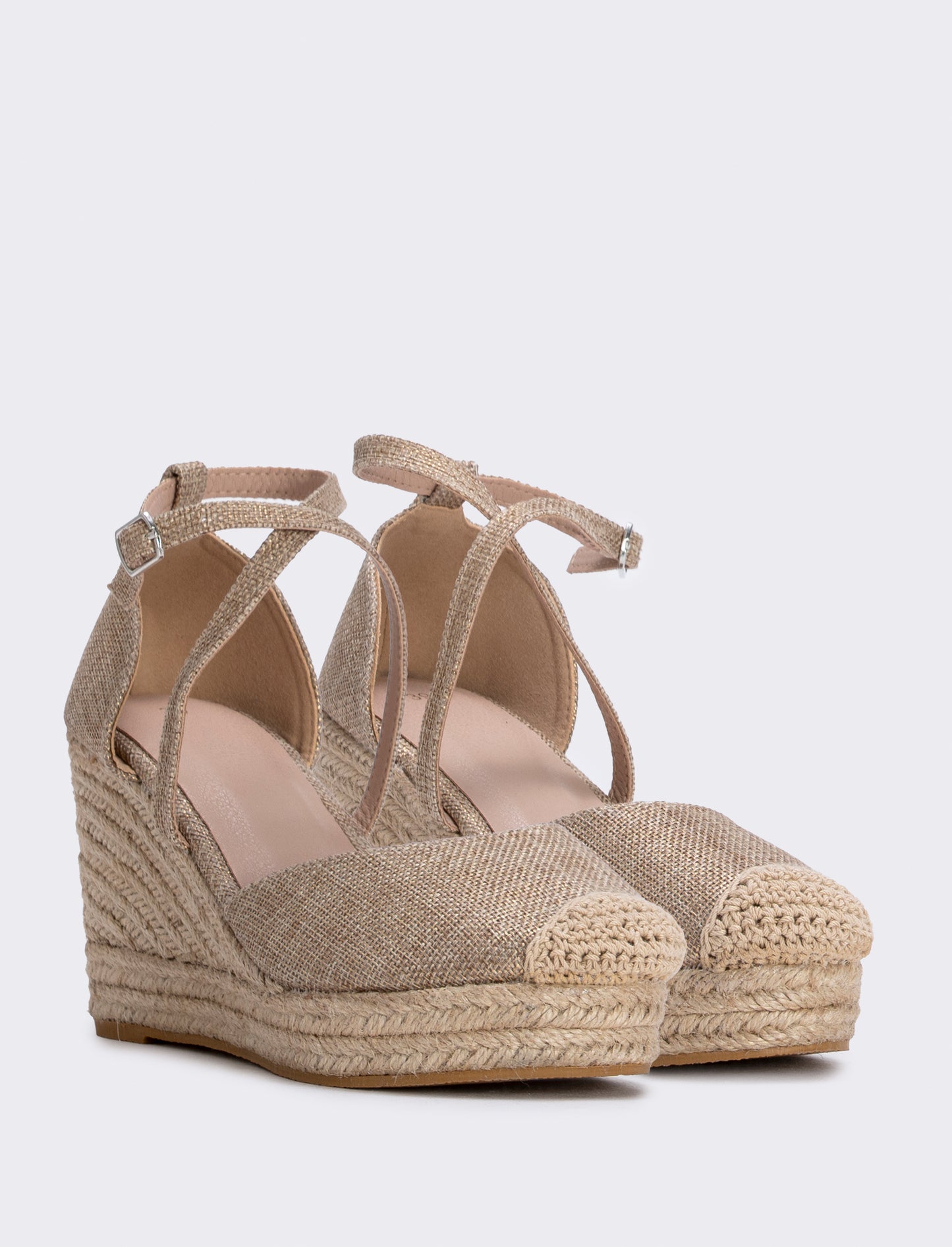 Espadrillas con zeppa da donna. - Platino