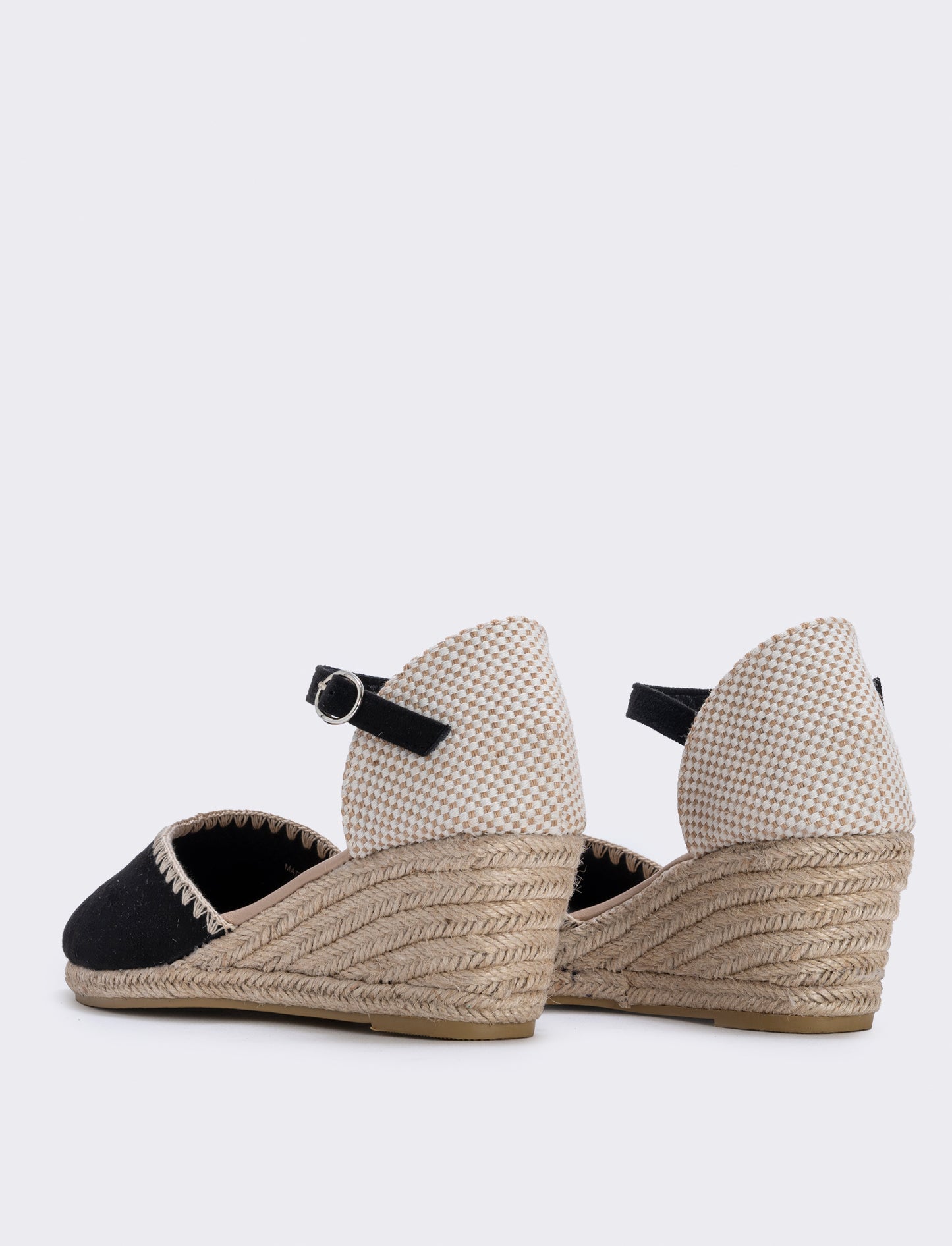 Espadrillas con cinturino e zeppa 60 mm - Nero