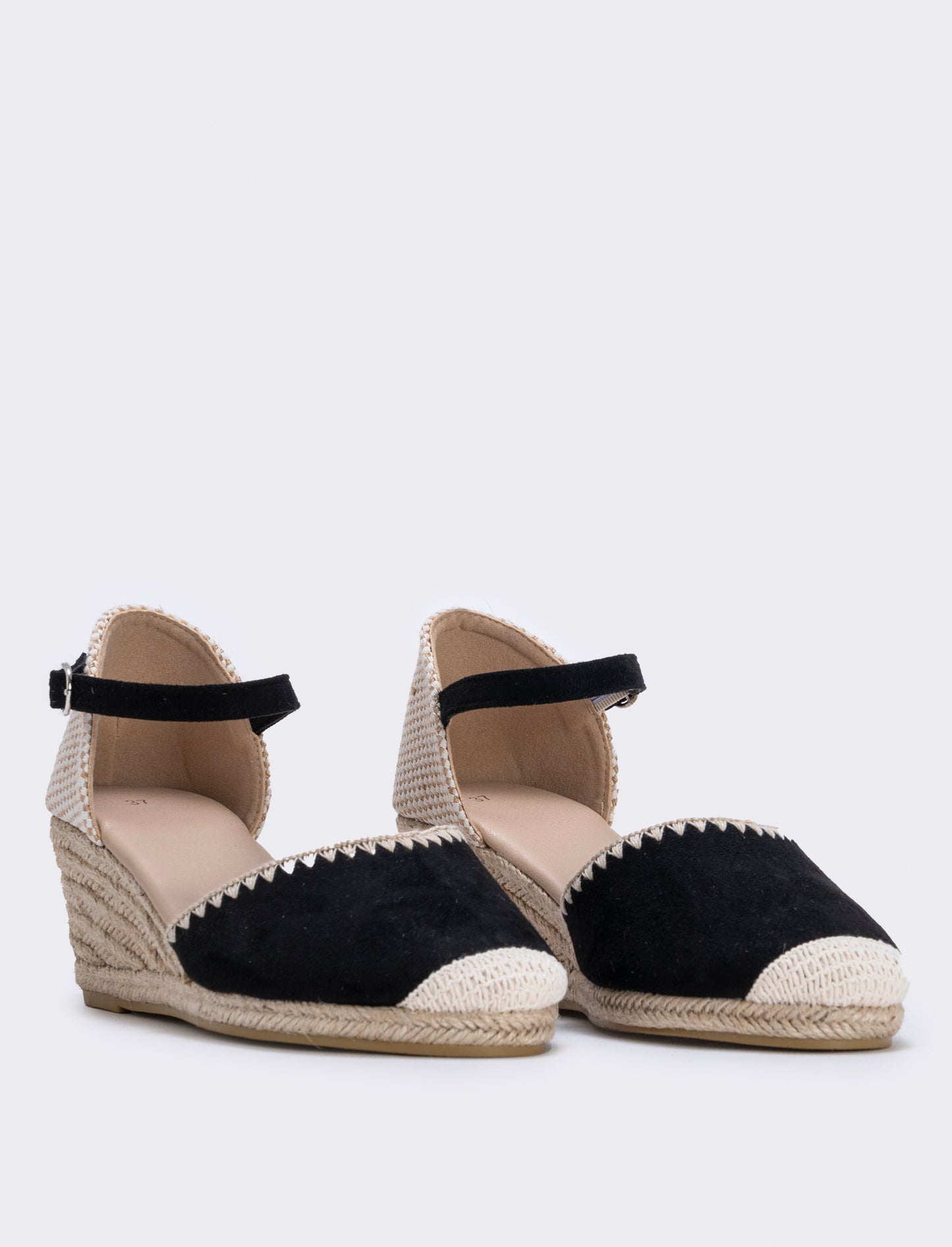 Espadrillas con cinturino e zeppa 60 mm - Nero