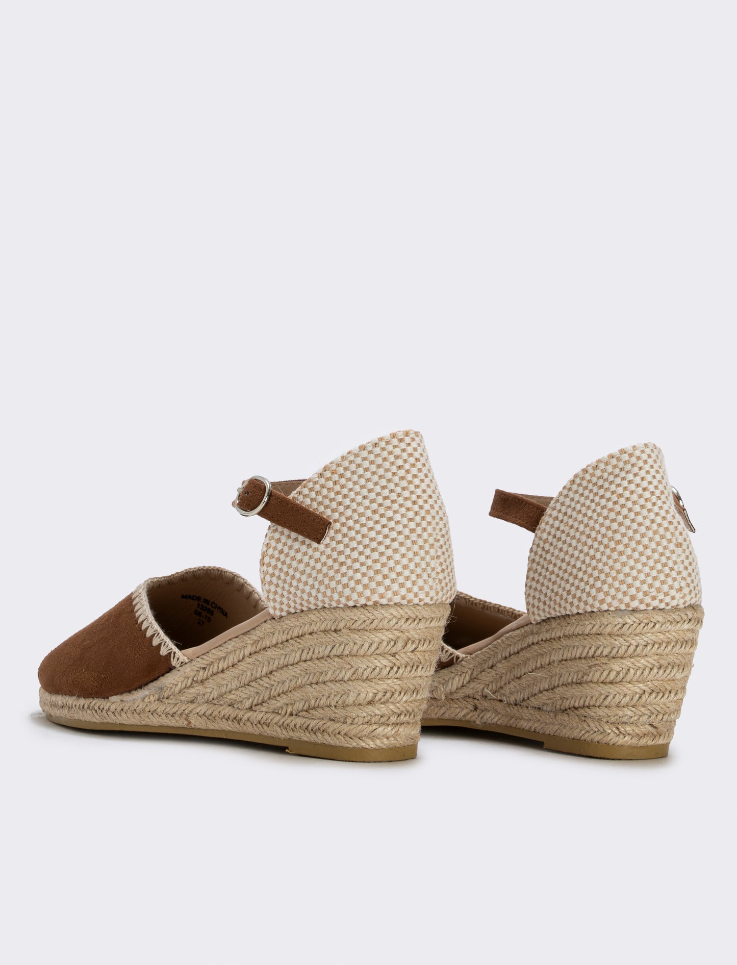 Espadrilles with strap and 60 mm wedge - BROWN