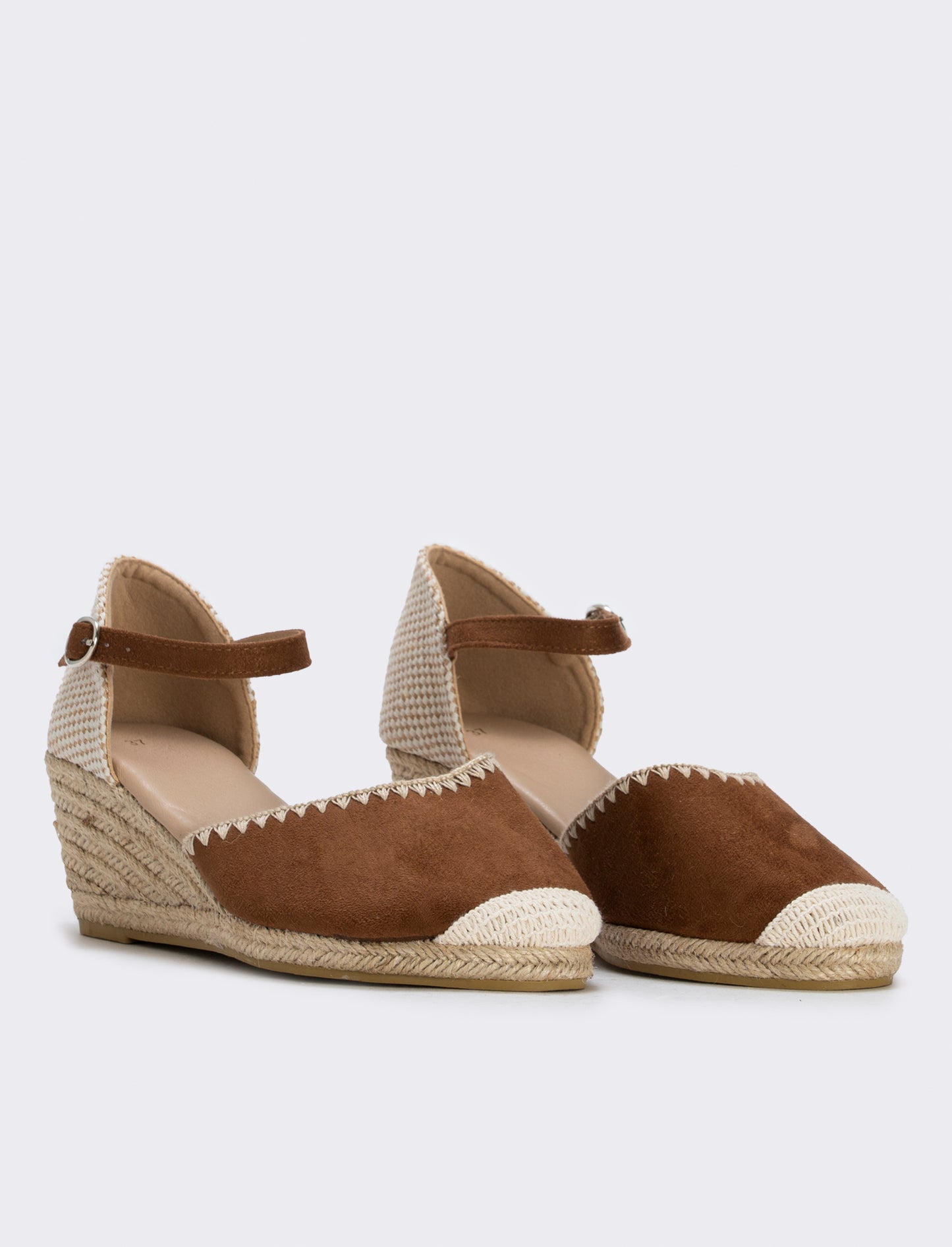 Espadrilles with strap and 60 mm wedge - BROWN