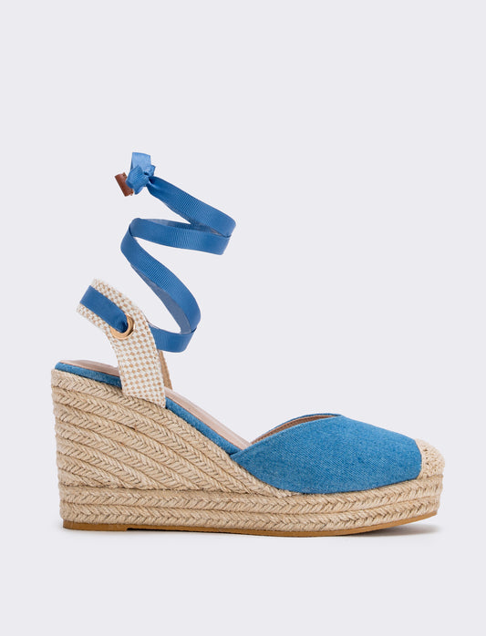 Espadrillas in denim con zeppa 90 mm - Denim