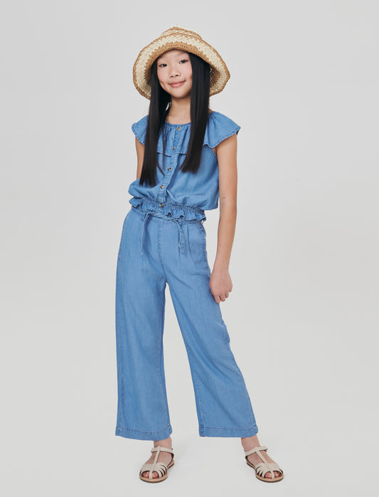 Soft Chambray Blouse and T-Shirt - Blue