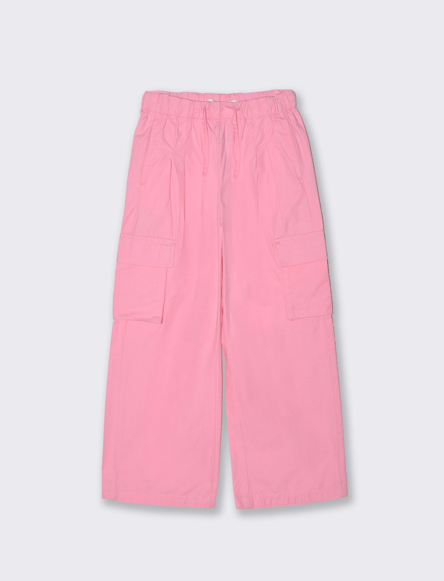 Pantaloni cargo lunghi in cotone a gamba larga - Rosa