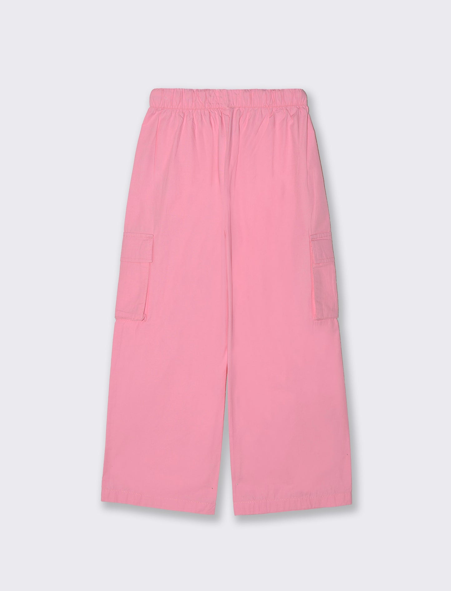Pantaloni cargo lunghi in cotone a gamba larga - Rosa