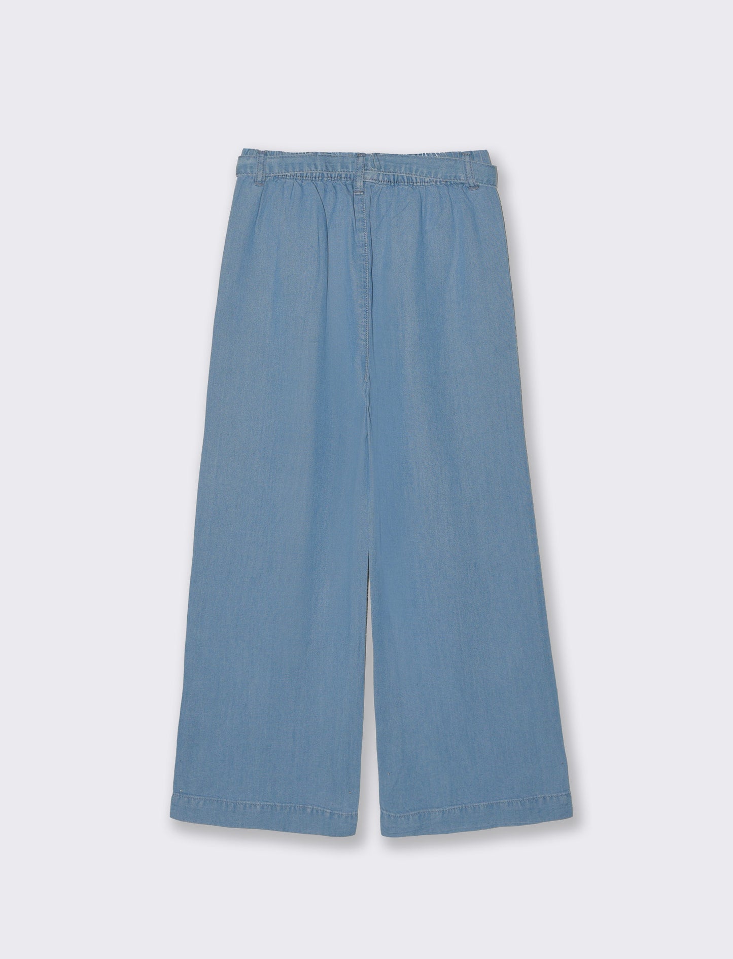 Pantaloni wide leg in chambray morbido - Denim