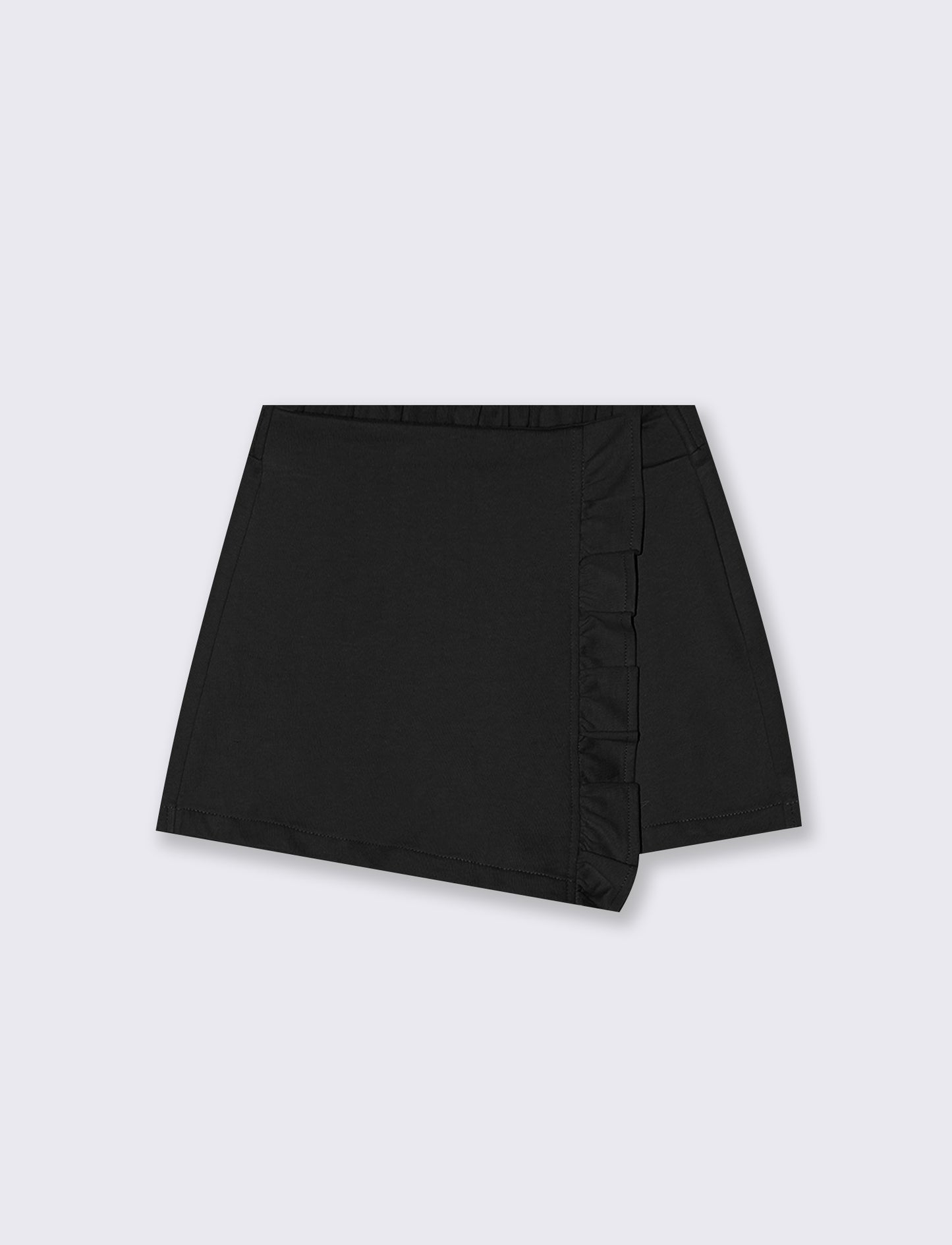 Shorts in felpa da bambina con rouches - Nero
