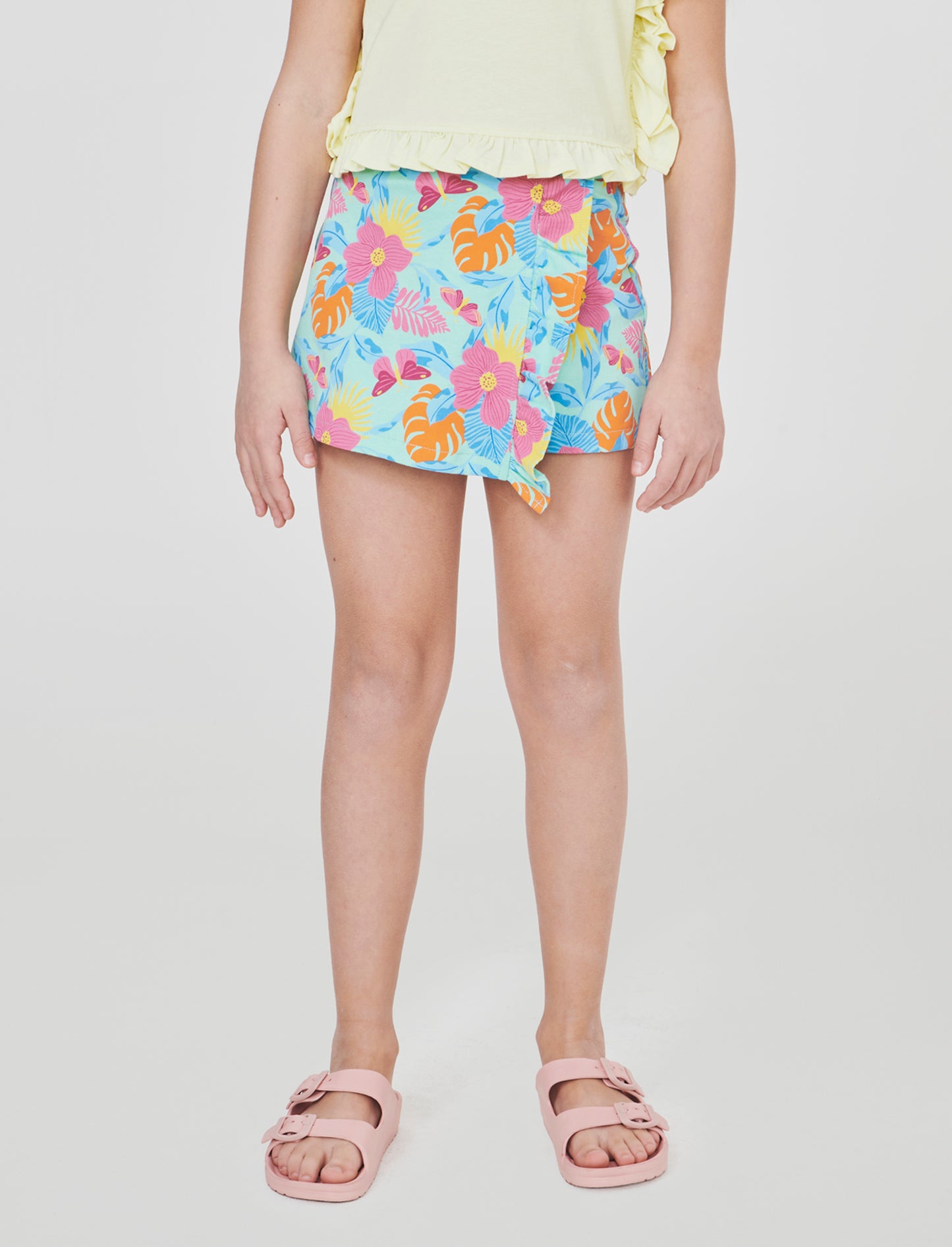 Shorts in felpa da bambina con rouches - Fantasia
