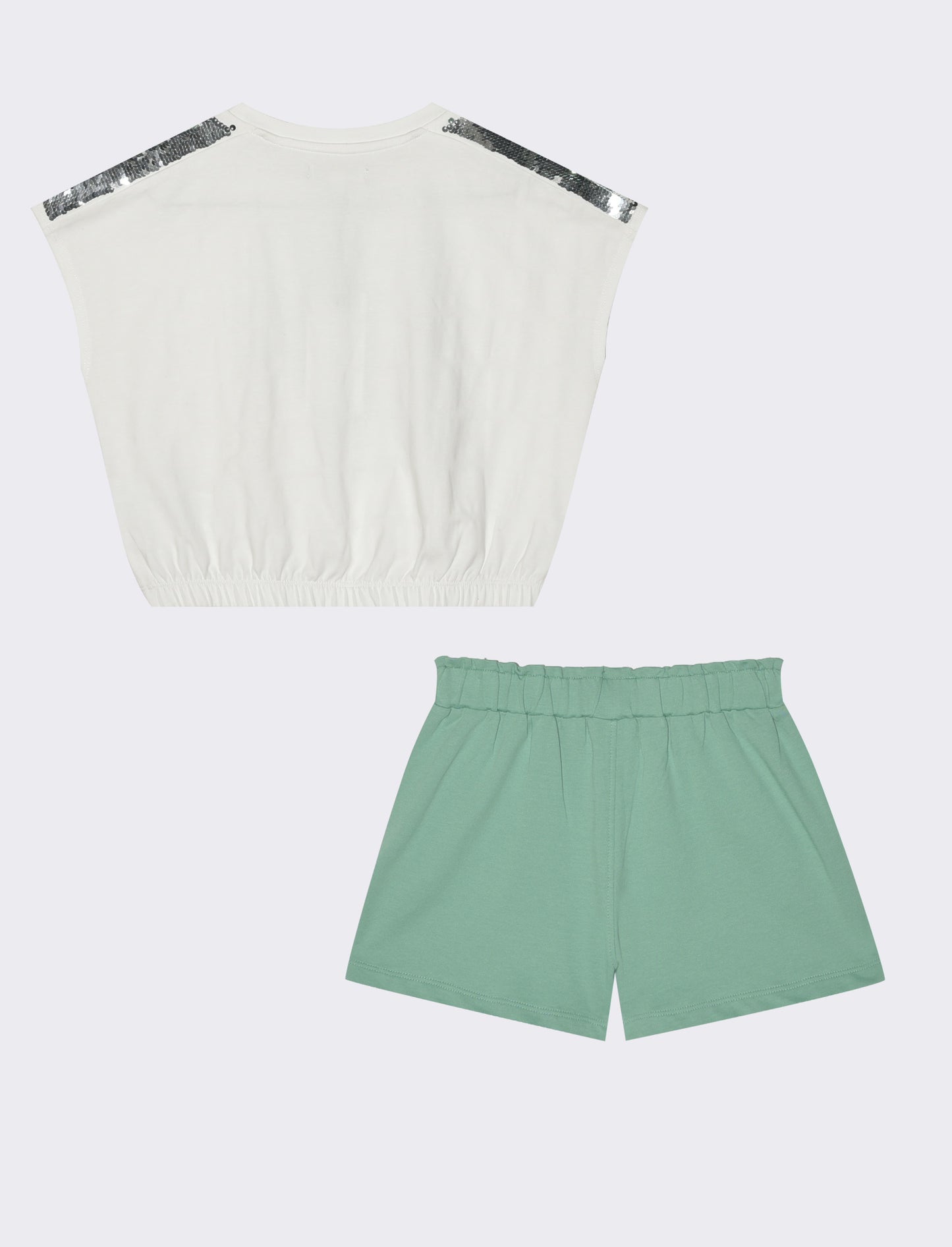 Set 2 pack: t-shirt e short in french terry - Bianco-verde