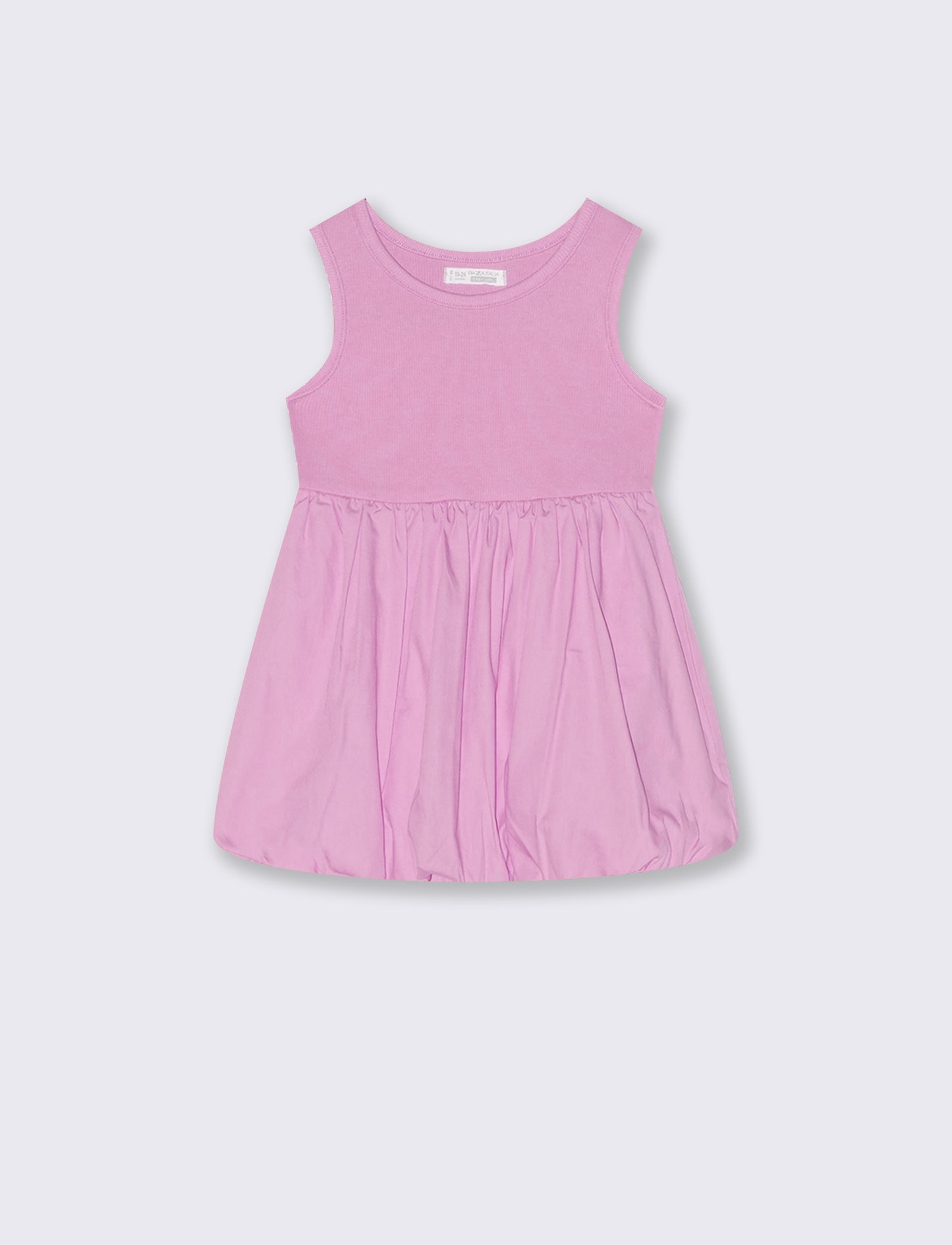 Abito a palloncino in tessuti combinati - Rosa