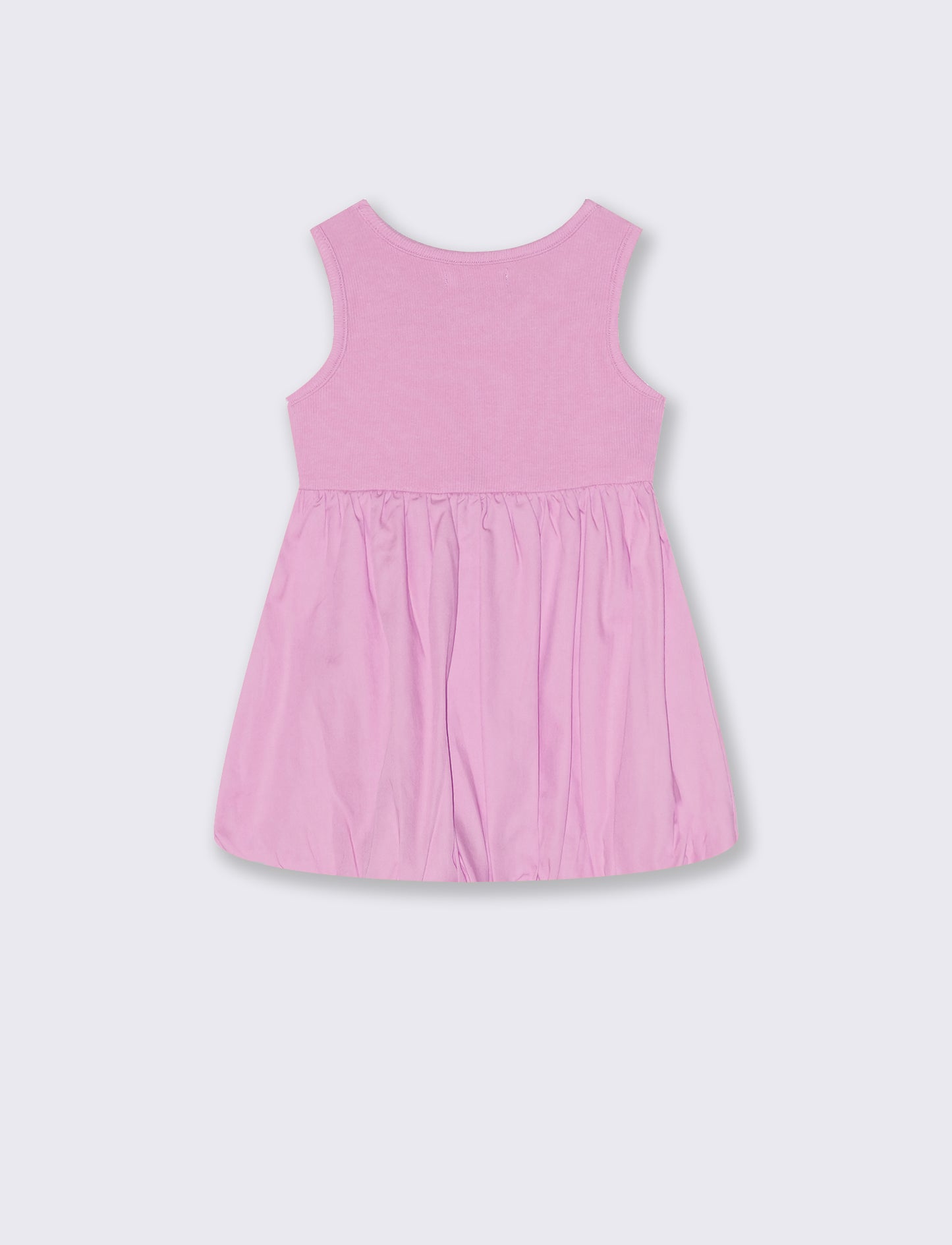 Abito a palloncino in tessuti combinati - Rosa