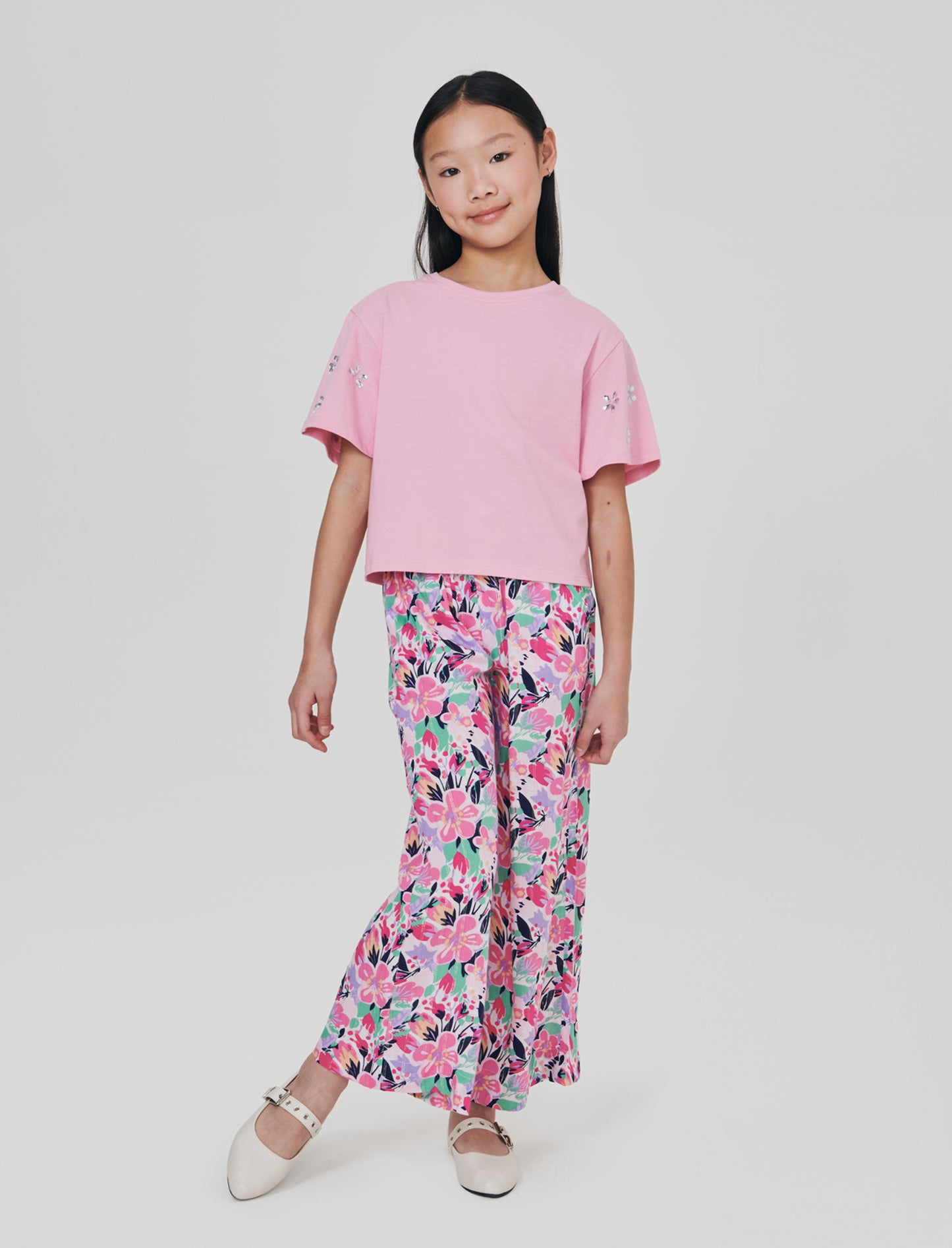 Pantaloni wide leg in viscosa brillante - Fantasia