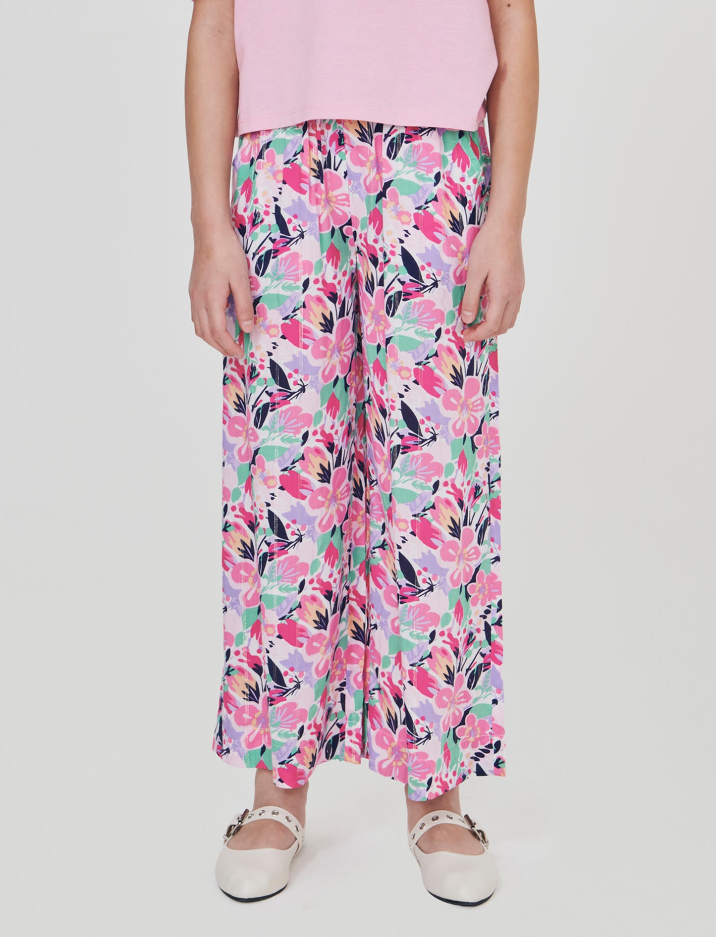 Pantaloni wide leg in viscosa brillante - Fantasia