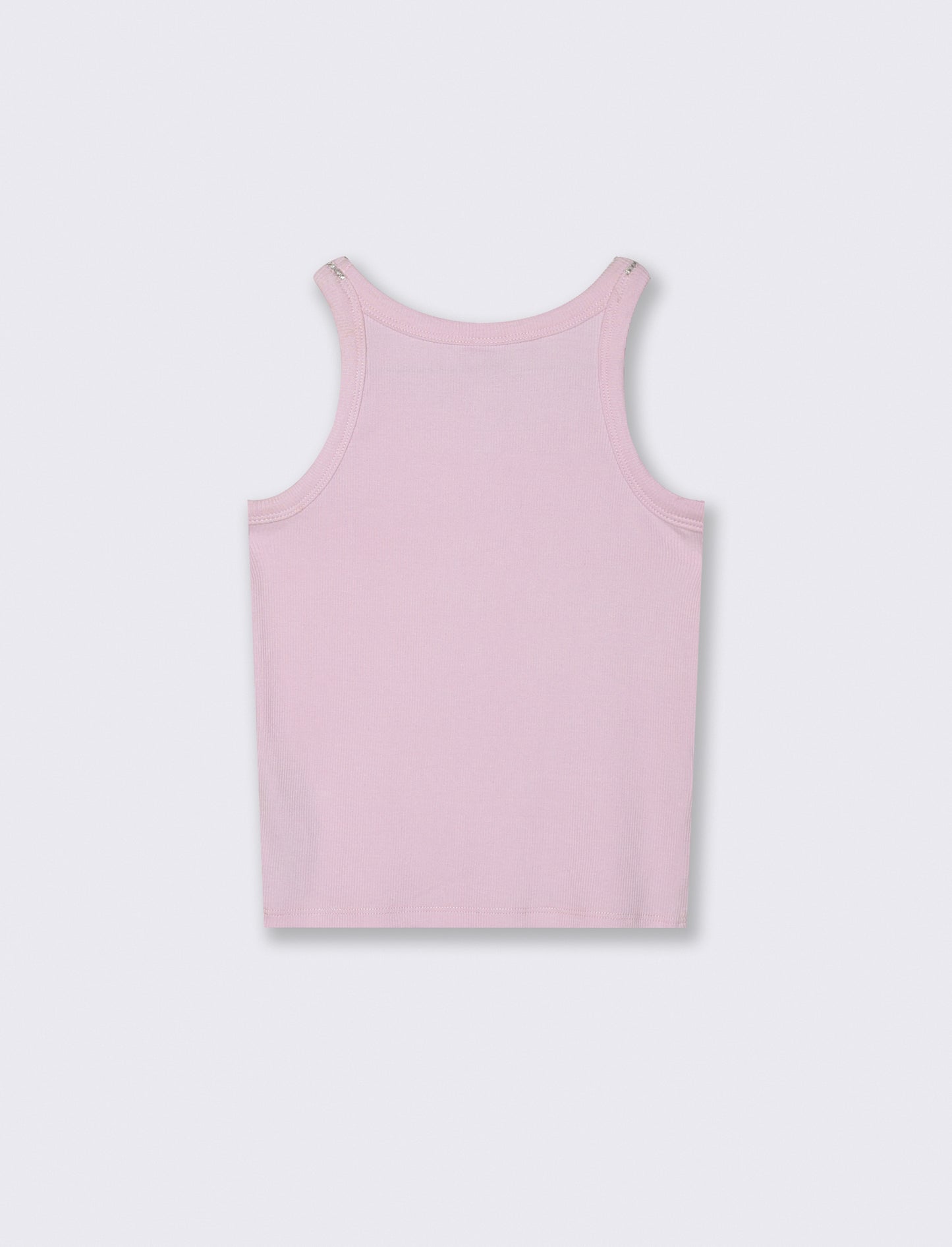 Elastic tank top with rhinestone trim - Pink