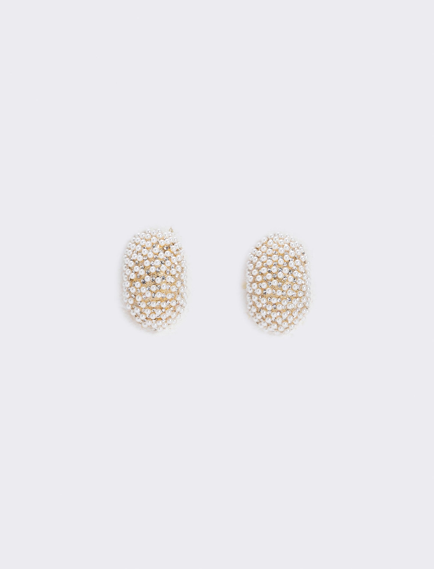 Orecchini a bottone con perle e strass - Oro