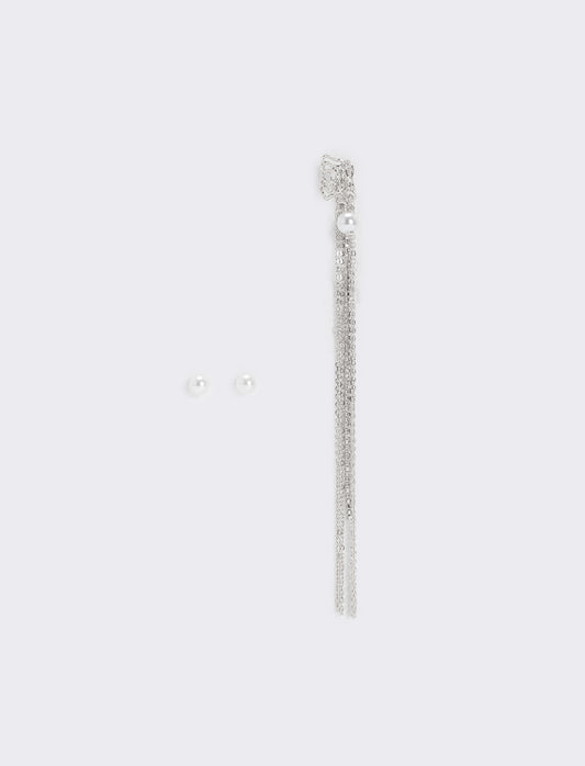 Card 3 EarCuff: Perle e Filo Eleganti - Argento