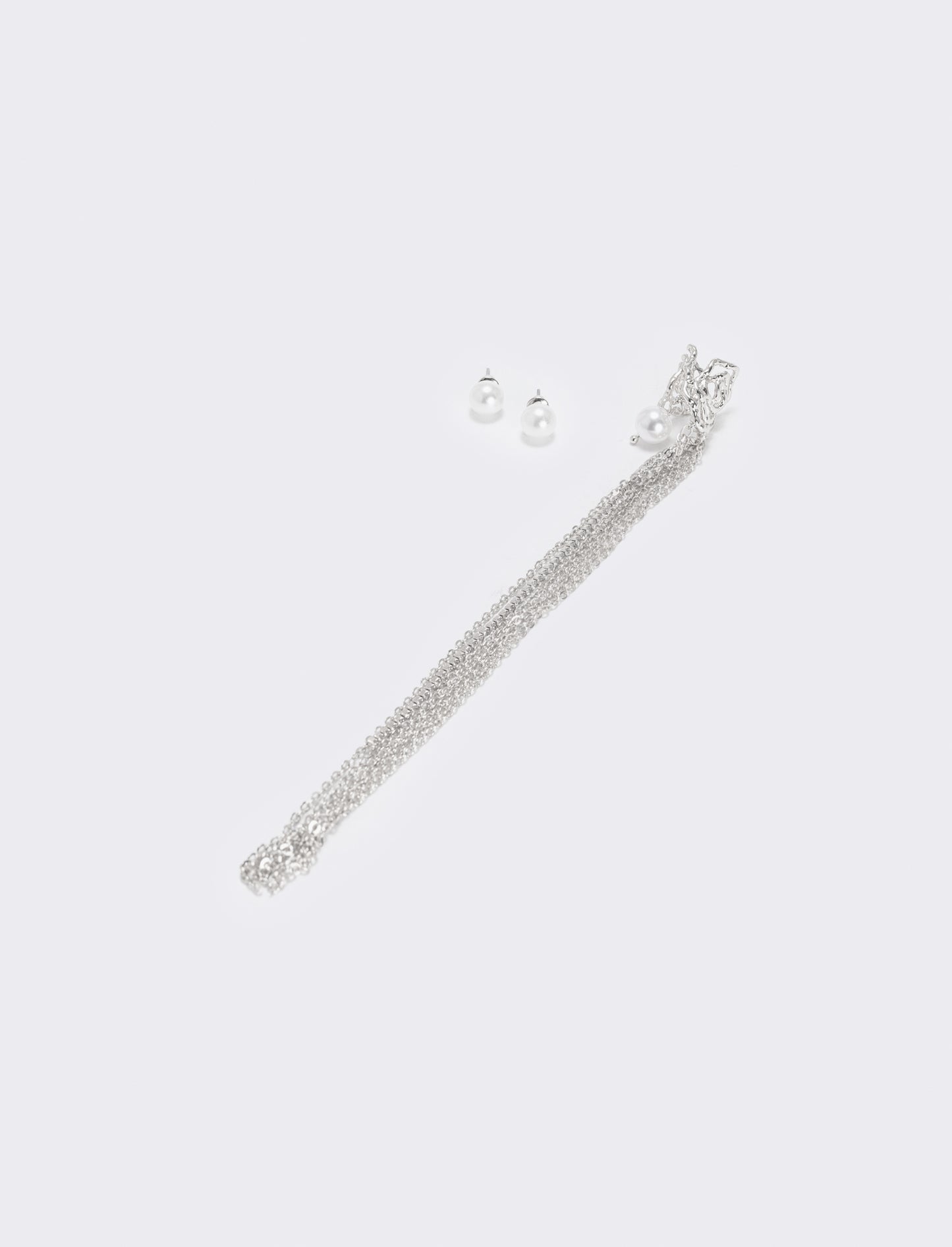 Card 3 EarCuff: Perle e Filo Eleganti - Argento