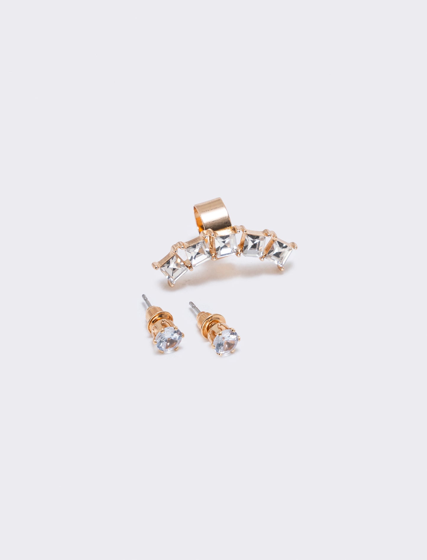 Card 3 earcuff with elegant rhinestones - Gold