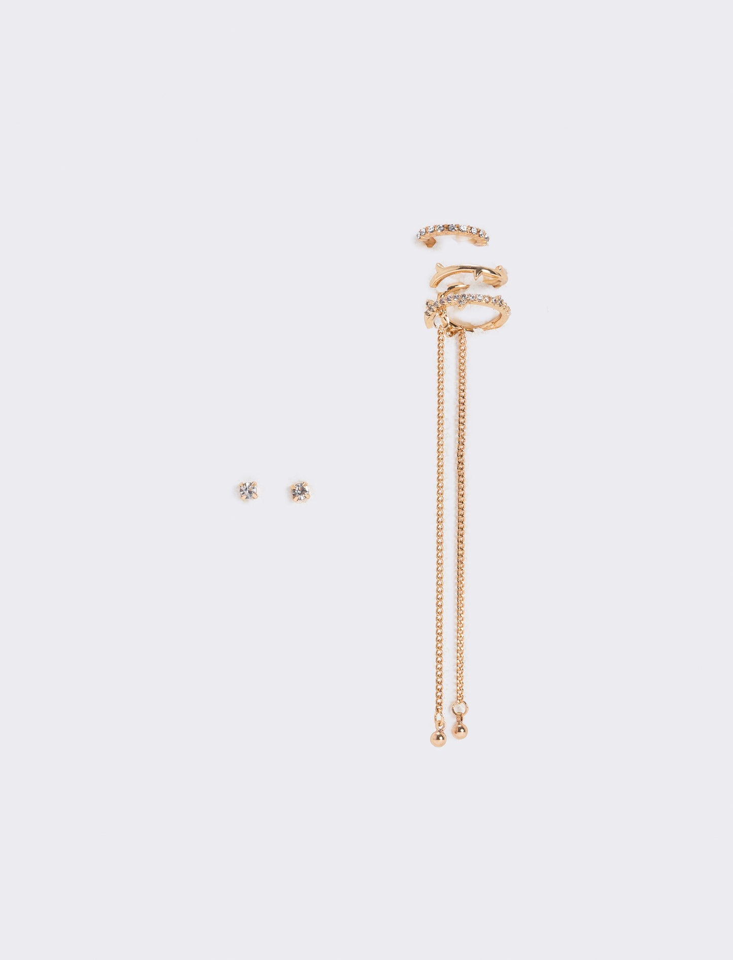 Card 3 Ear Cuff con Strass e Fili - Oro