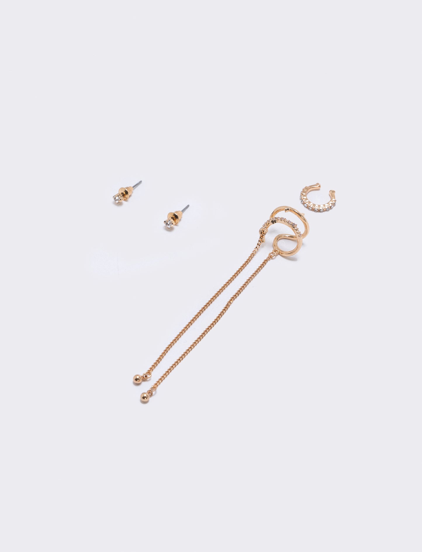 Card 3 Ear Cuff con Strass e Fili - Oro