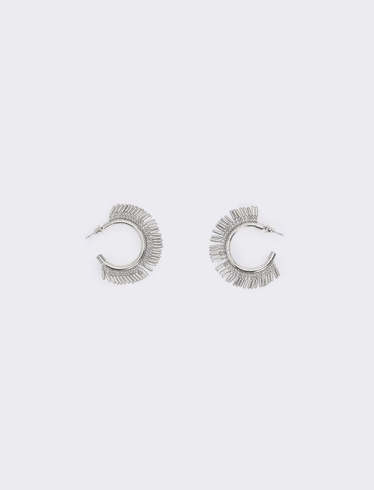 Elegant fringe hoop earrings - Silver