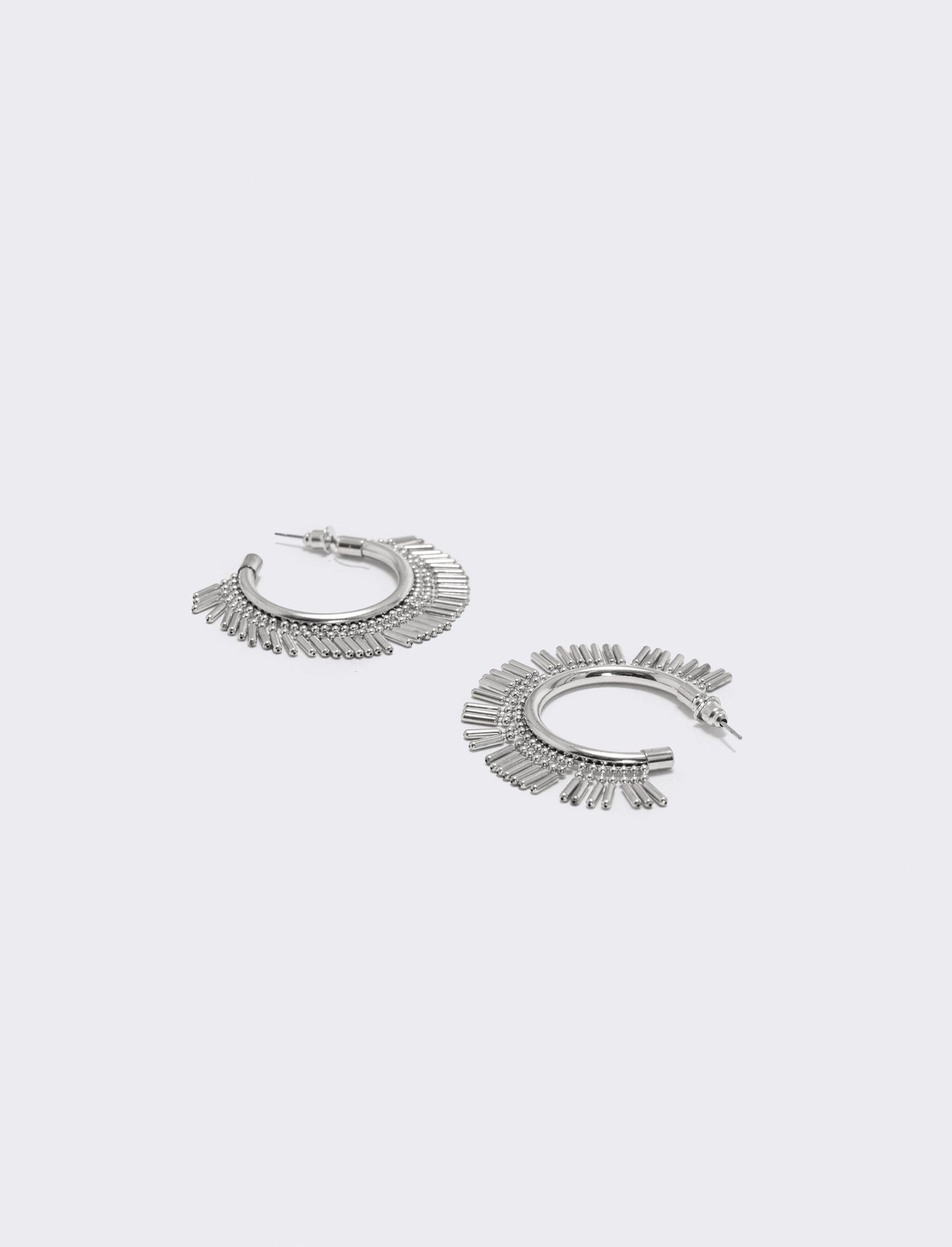 Elegant fringe hoop earrings - Silver