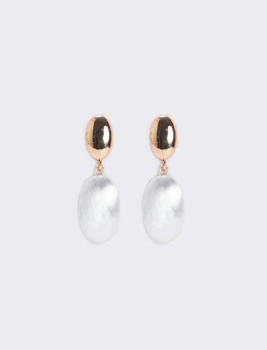 Brushed pearl drop earring - Gold